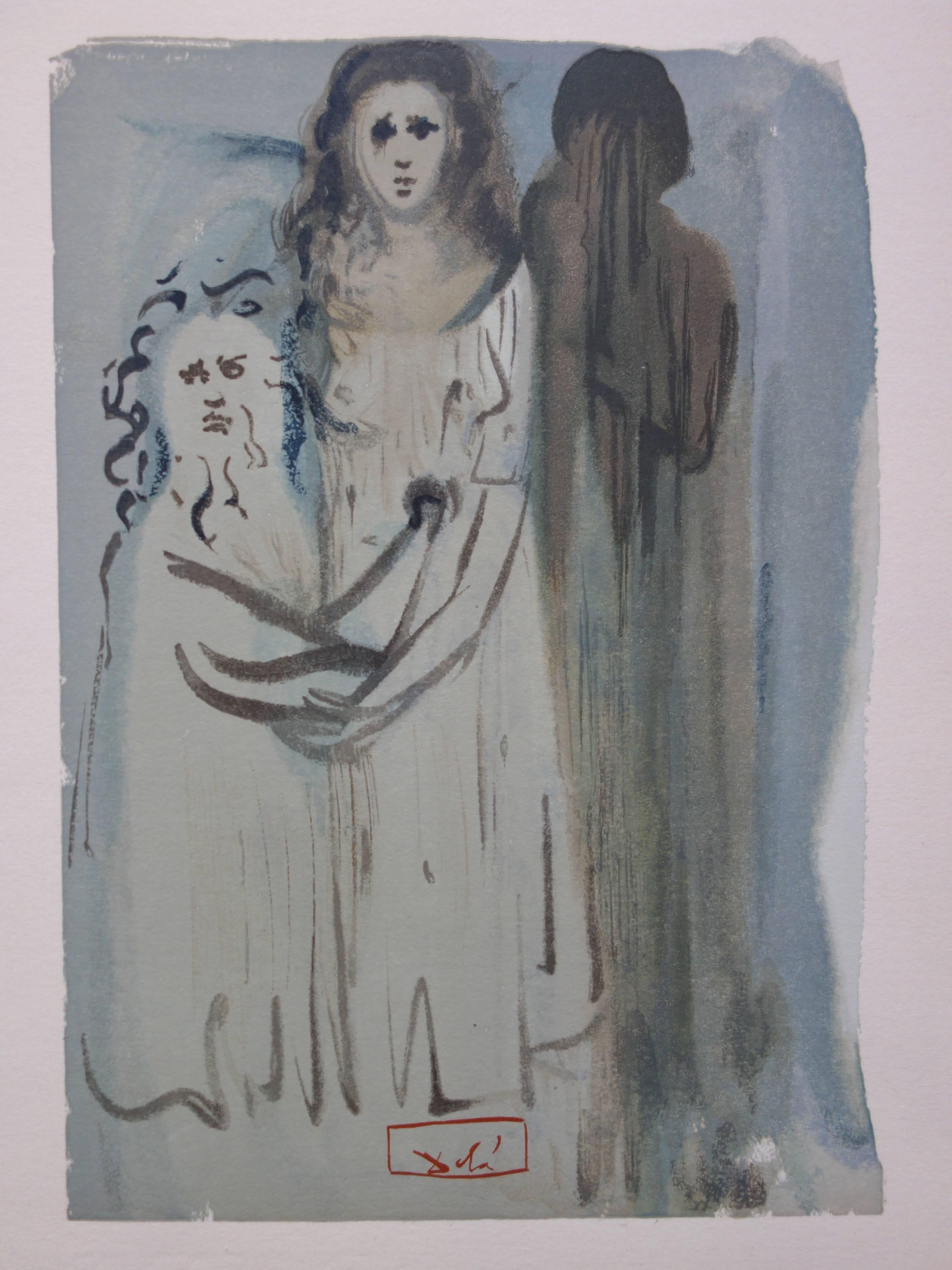 Purgatorio 16 - En los humos de la ira - xilografía - 1963 - Print Surrealista de Salvador Dalí