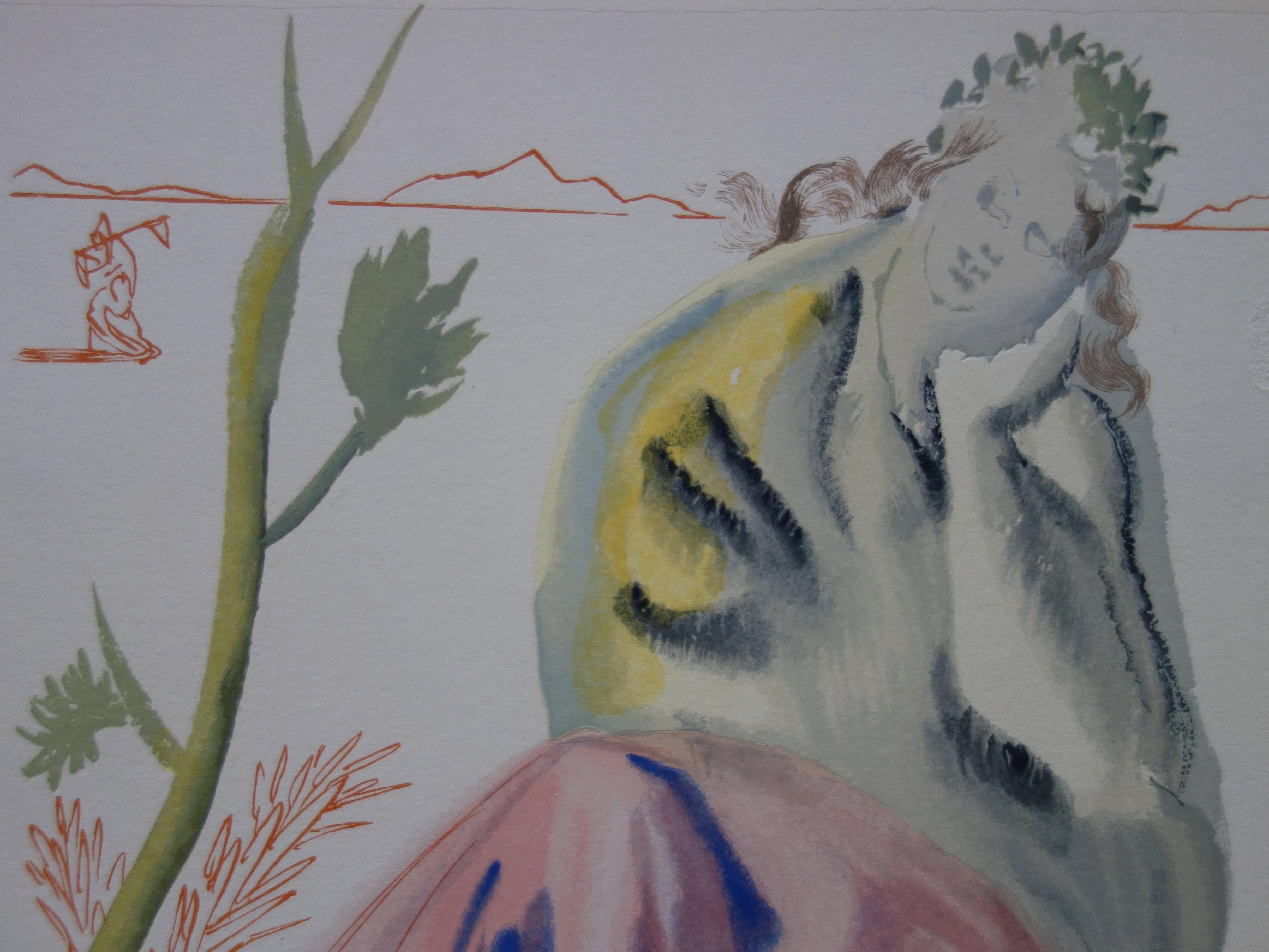 Purgatorio 21 - La Primavera - xilografía - 1963 (Campo #p. 189) - Figurative Print Gris de Salvador Dalí