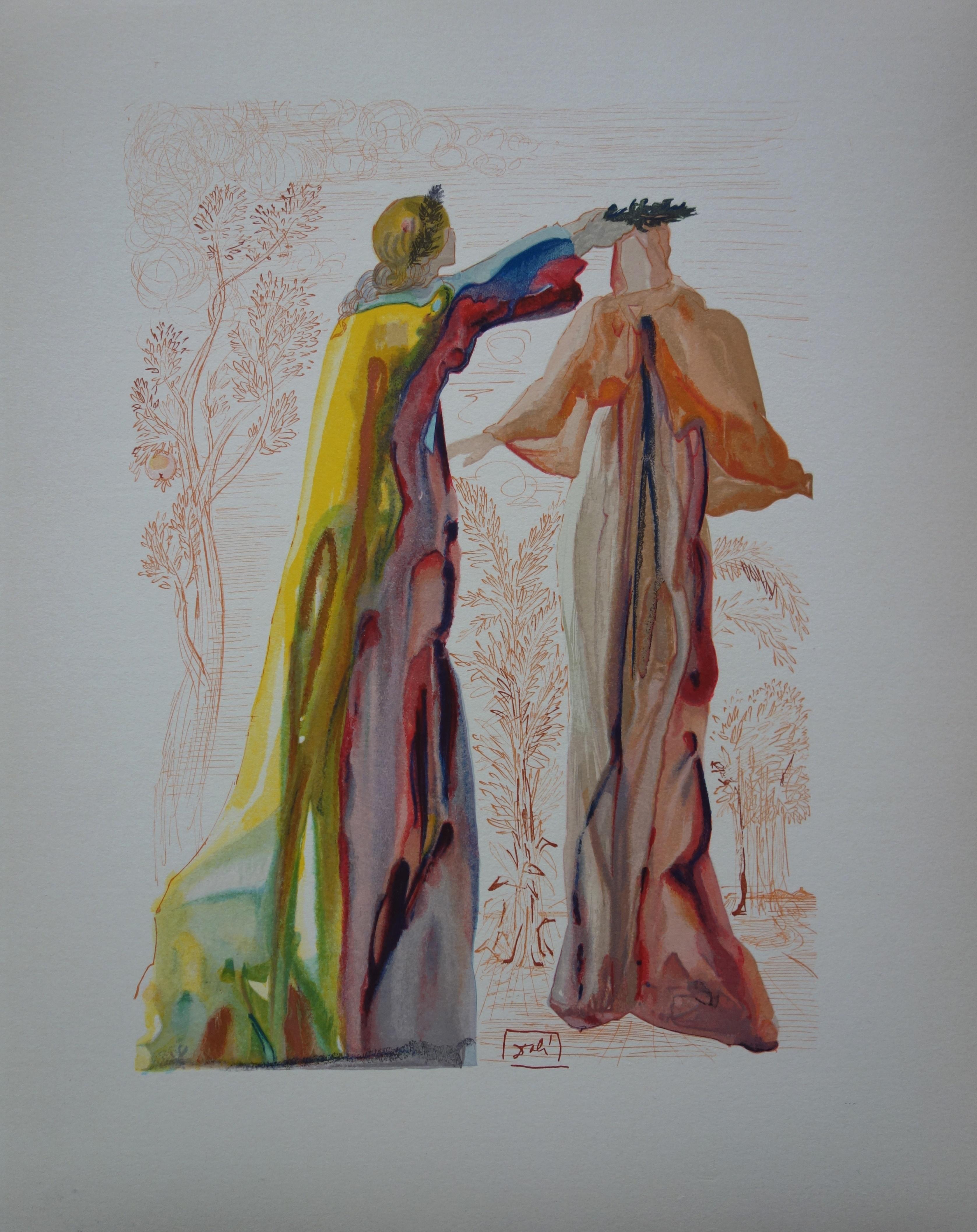 Salvador Dalí Figurative Print - Purgatory 27 - The Last Words of Virgil - Woodcut - 1963
