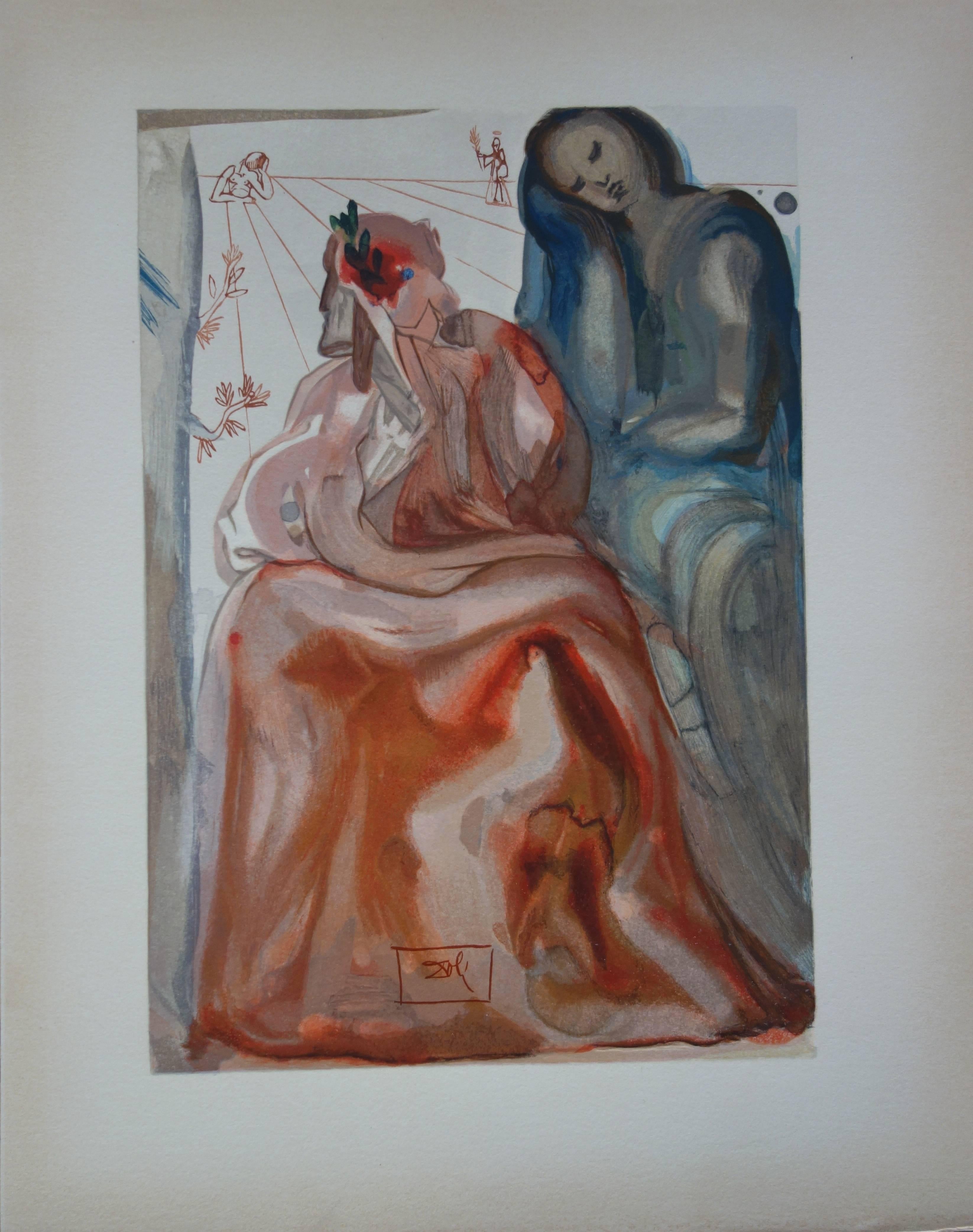 Salvador Dalí Figurative Print - Purgatory 31 - Dante's Confession - Color woodcut - 1963
