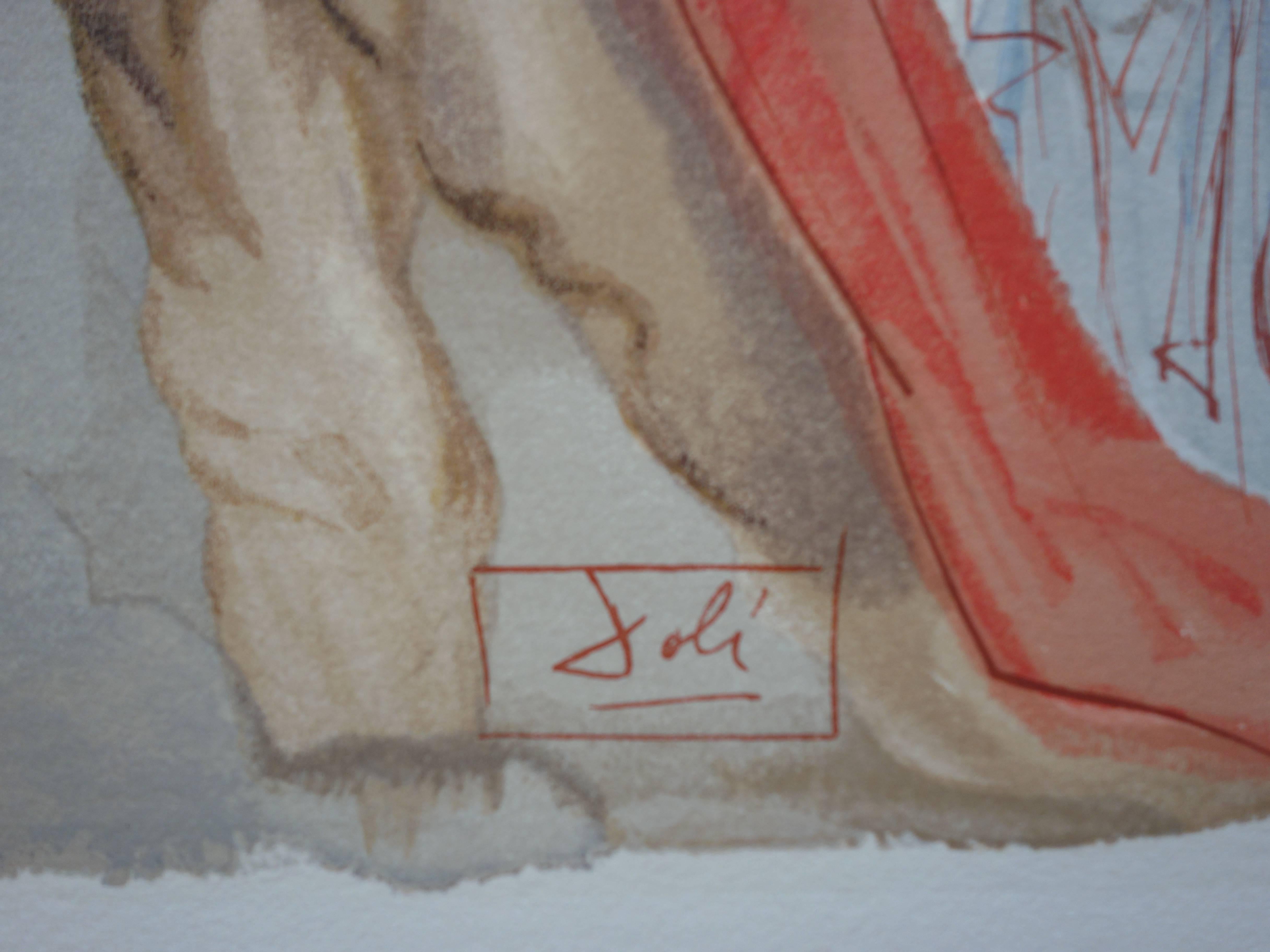 Purgatoire 5 - Les reproches de Virgile - Gravure sur bois en couleurs - 1963 - Print de Salvador Dalí