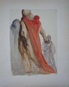 Purgatoire 5 - Les reproches de Virgile - Gravure sur bois en couleurs - 1963