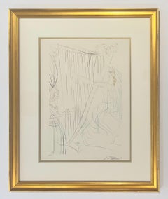 Salvador Dali Color Engraving, Signed, 1970, Queen Iseult and Her Daughter
