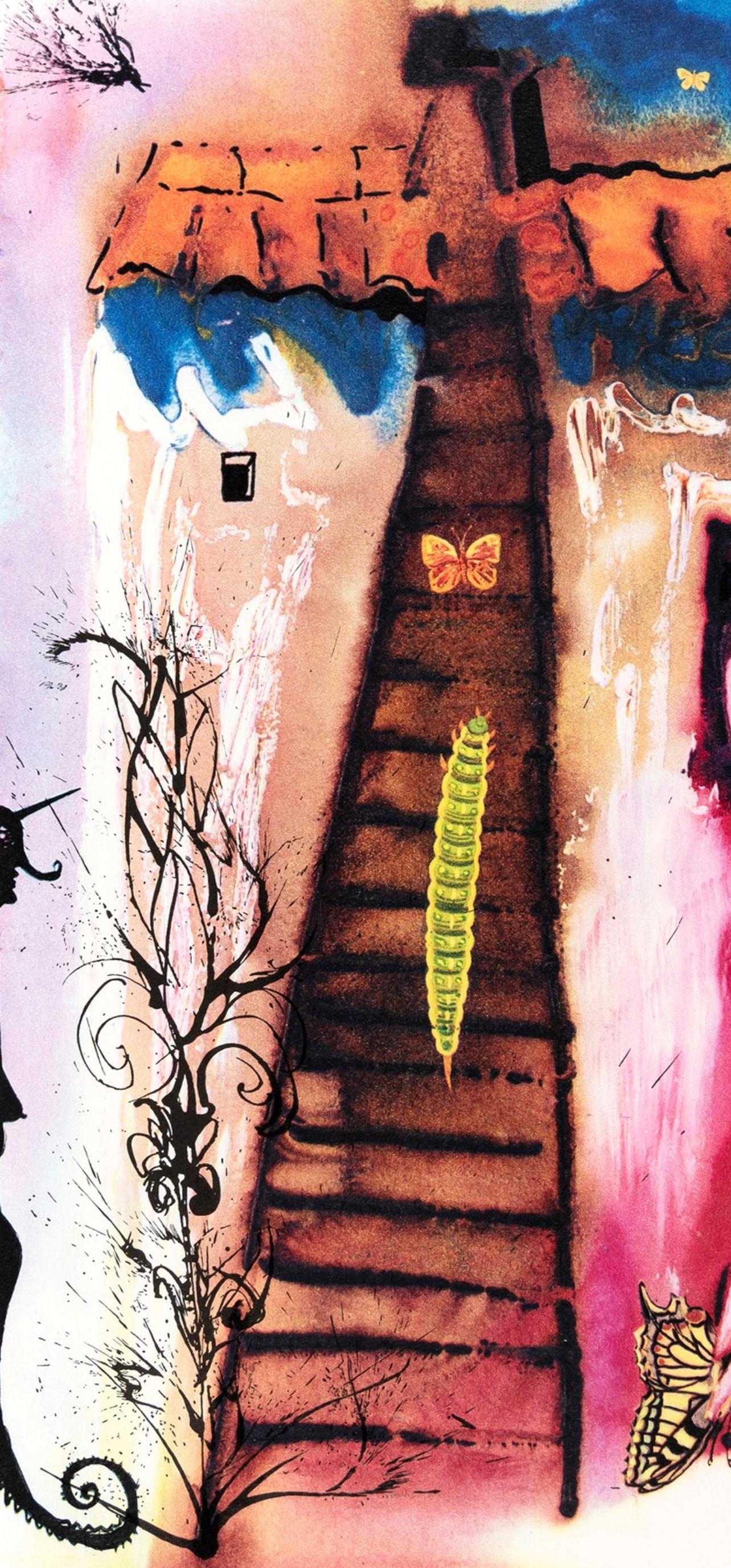 Rabbit Sends a Little Bill (Field 69-5, A-M), Alice's Adventures in Wonderland - Beige Abstract Print by Salvador Dalí