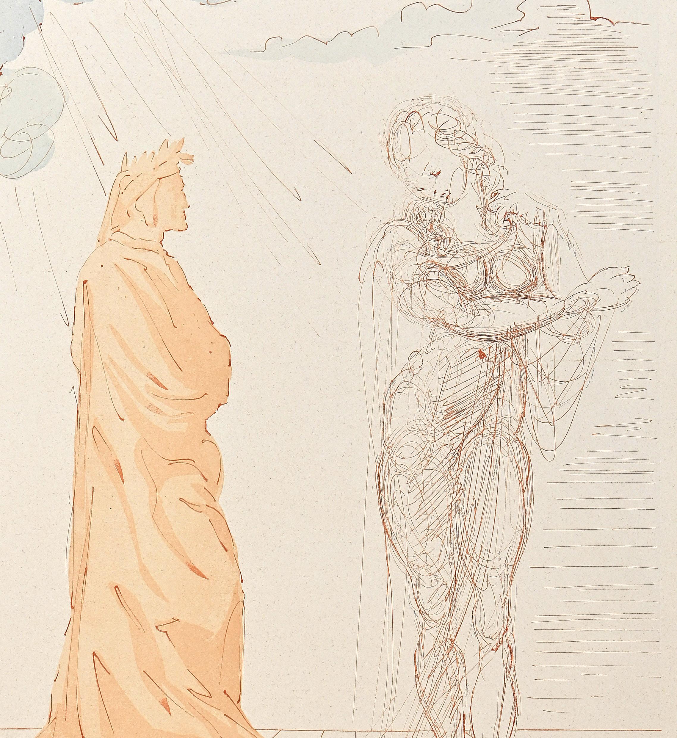 Reassurance - Original Woodcut Print attr. to Salvador Dalì - 1963 - White Figurative Print by Salvador Dalí