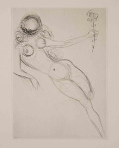 Reclined Nude with Flower  - Etching - 1968