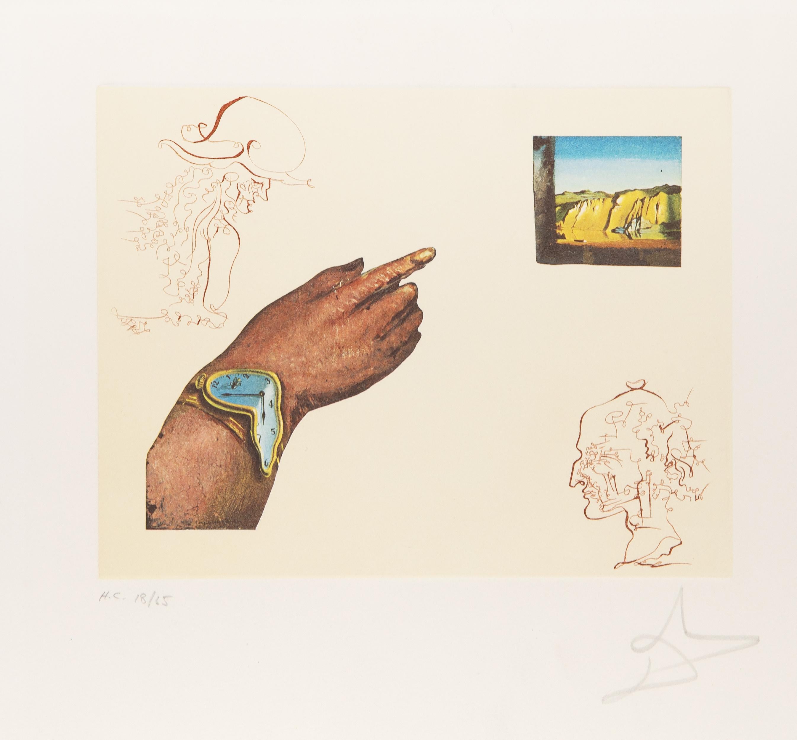 Spiegelung aus den Zyklen des Lebens, Lithographie und Radierung von Salvador Dali