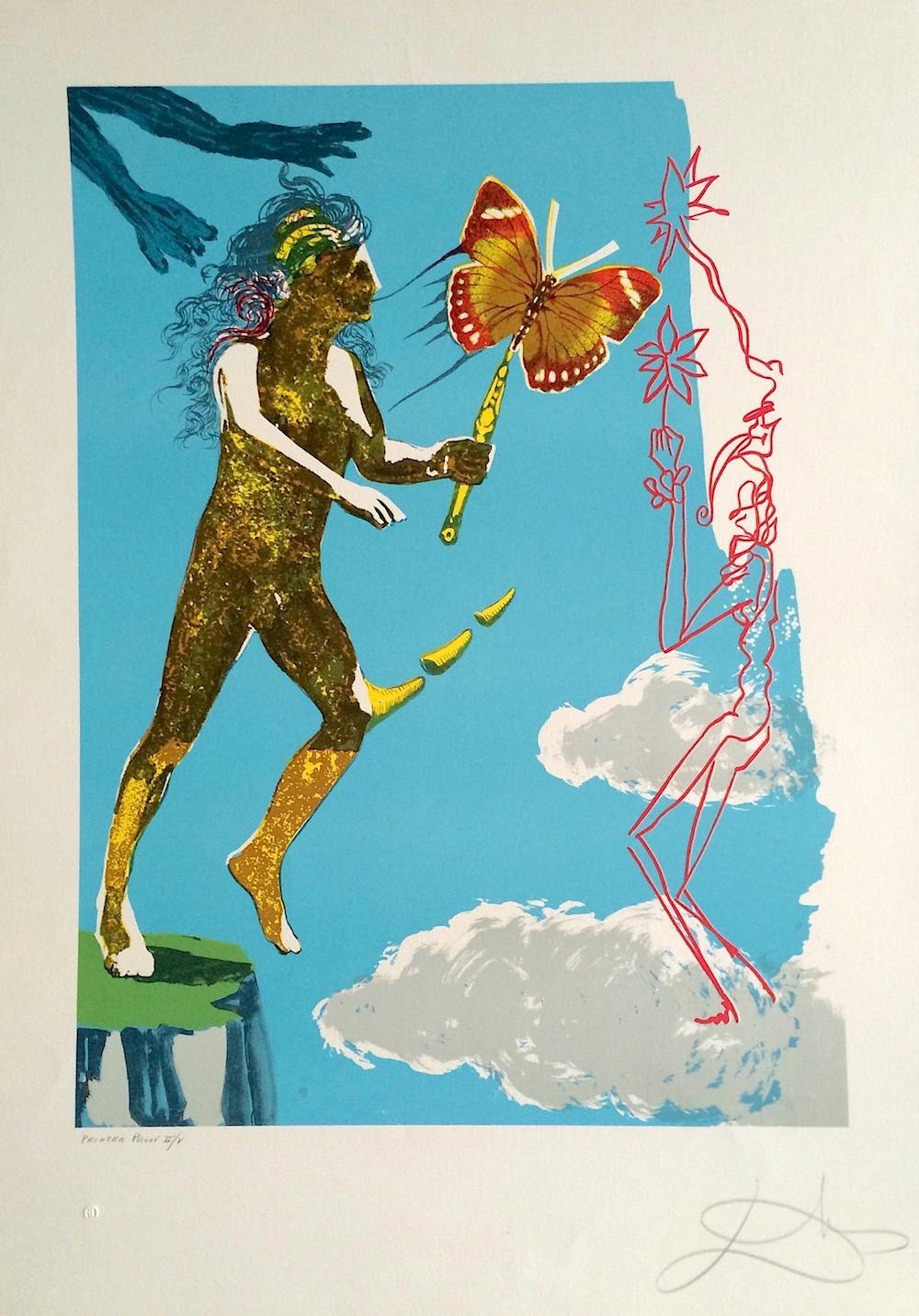 Salvador Dali Release Of The Psychic Spirit Signed Lithograph Surrealist Dream Butterfly For Sale At 1stdibs