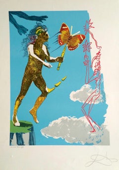 RELEASE OF THE PSYCHIC SPIRIT Signed Lithograph, Surrealist Dream, Butterfly