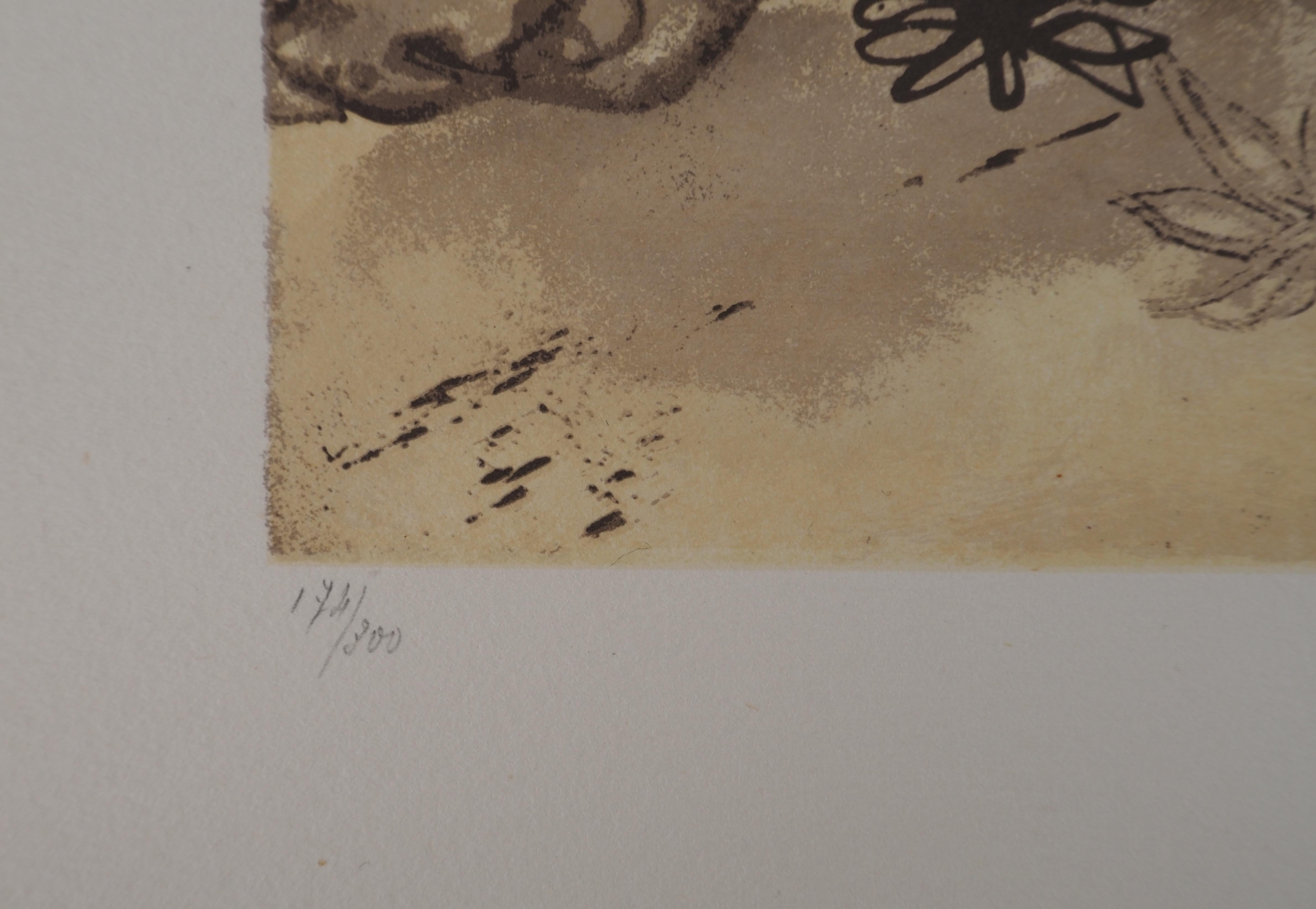 Rinoceronte, Homenaje a Albrecht DURER - Cartel litografía FIRMADO (Gaspar #1503) - Animal Print Beige de Salvador Dalí
