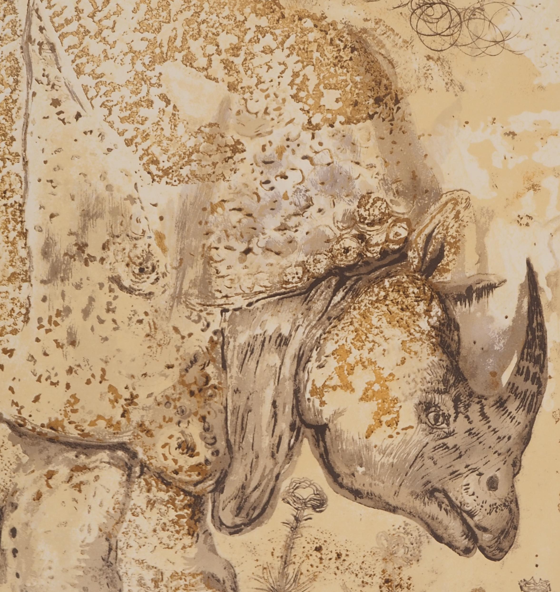 Rhinoceros, Tribute to Albrecht DURER - Original lithograph poster (Gaspar #1503 For Sale 1