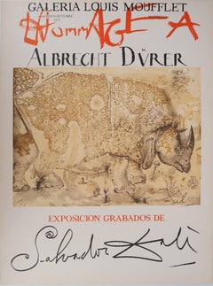 Vintage Rhinoceros, Tribute to Albrecht DURER - Original lithograph poster (Gaspar #1503