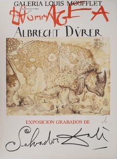 Rhinoceros, Tribute to Albrecht DURER - Signed lithograph poster (Gaspar #1503