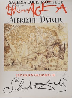 Vintage Rhinoceros, Tribute to Albrecht DURER - Signed lithograph poster (Gaspar #1503)