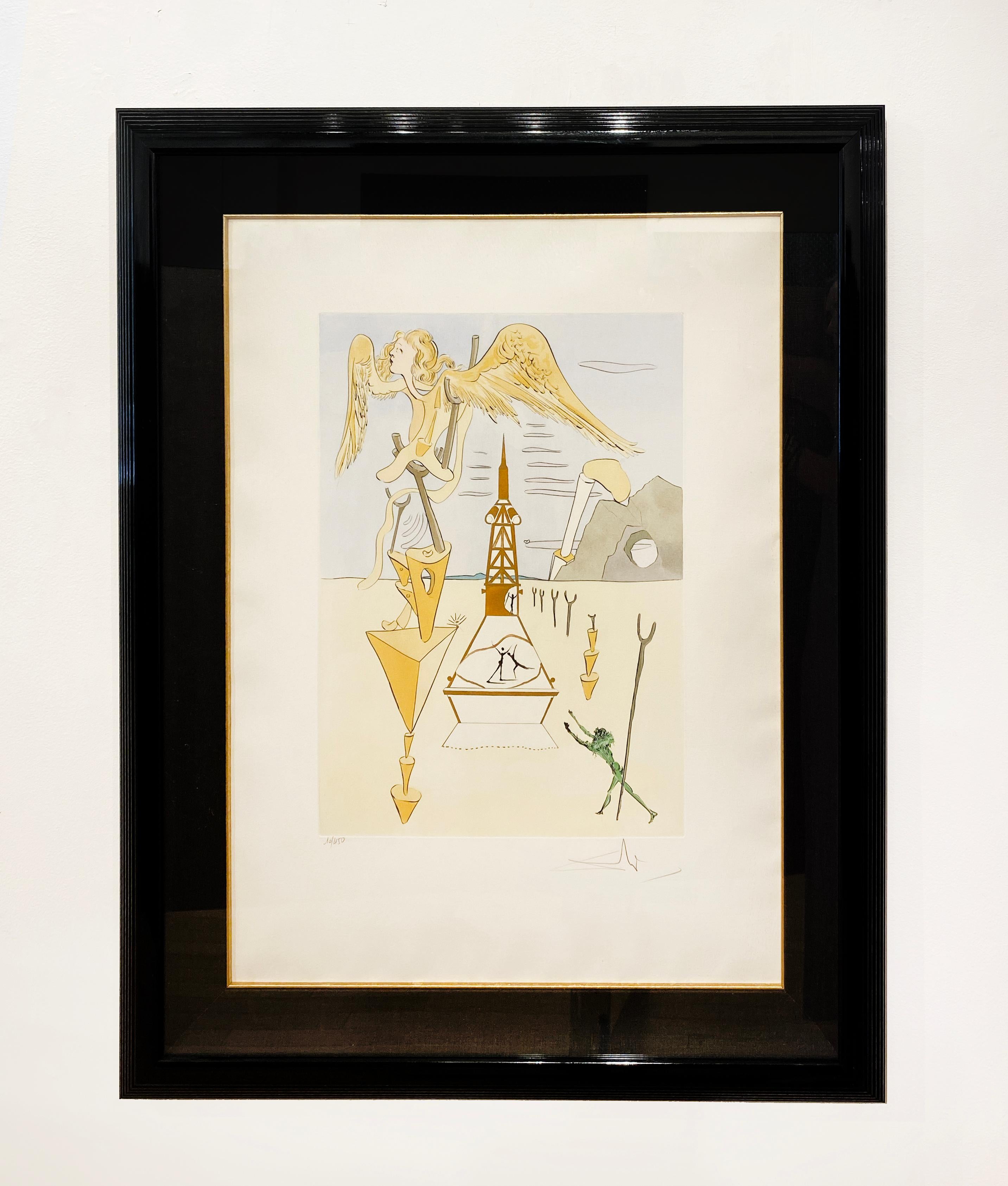 Artist:  Dali, Salvador
Title:  Rocket
Series:  Hommage a Leonardo da Vinci (Great Inventions)
Date:  1975
Medium:  drypoint engraving with stenciled color
Framed Dimensions:  37.5