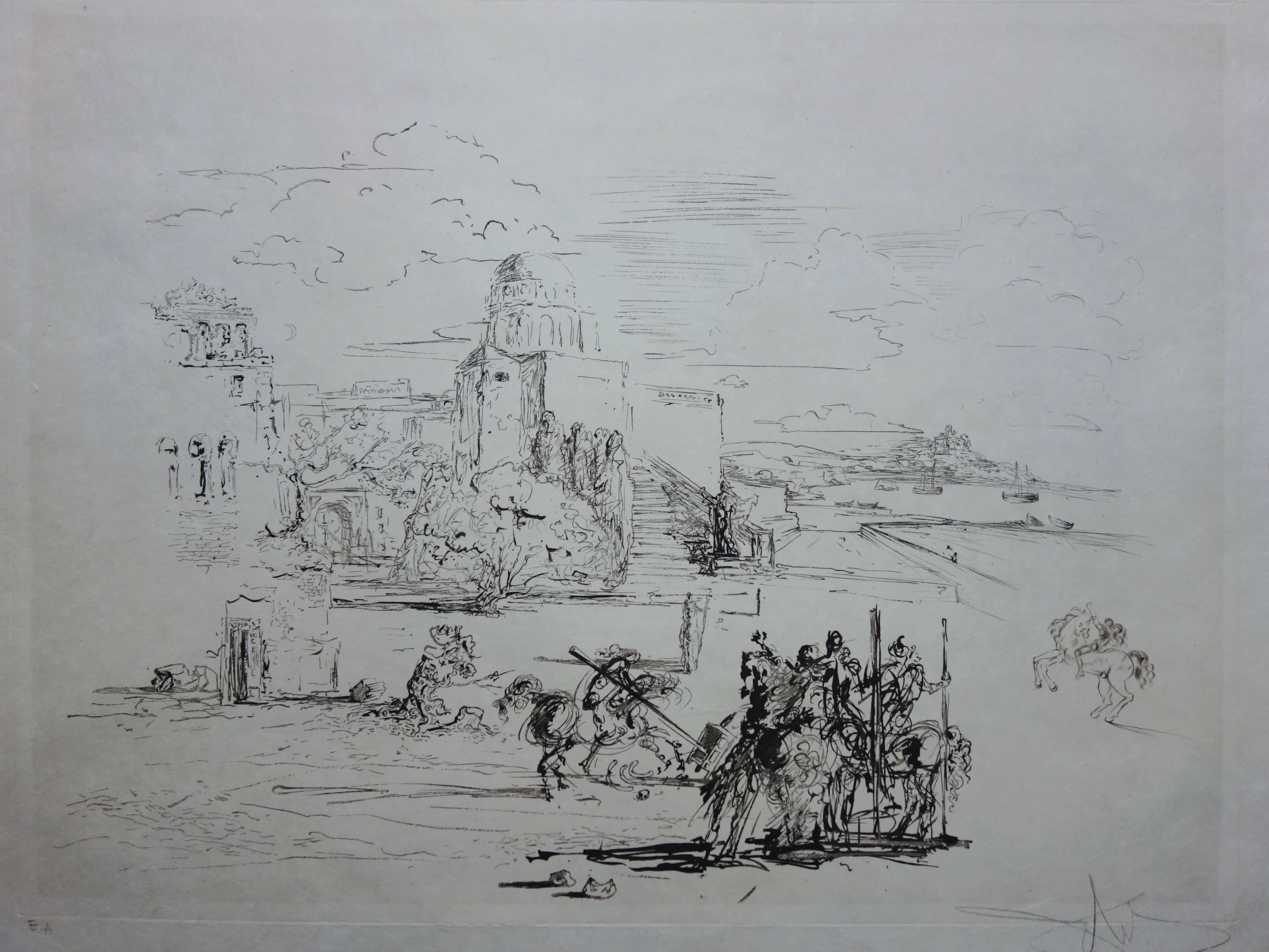Roma y Cadaqués - Grabado original - 1973 - Print de Salvador Dalí