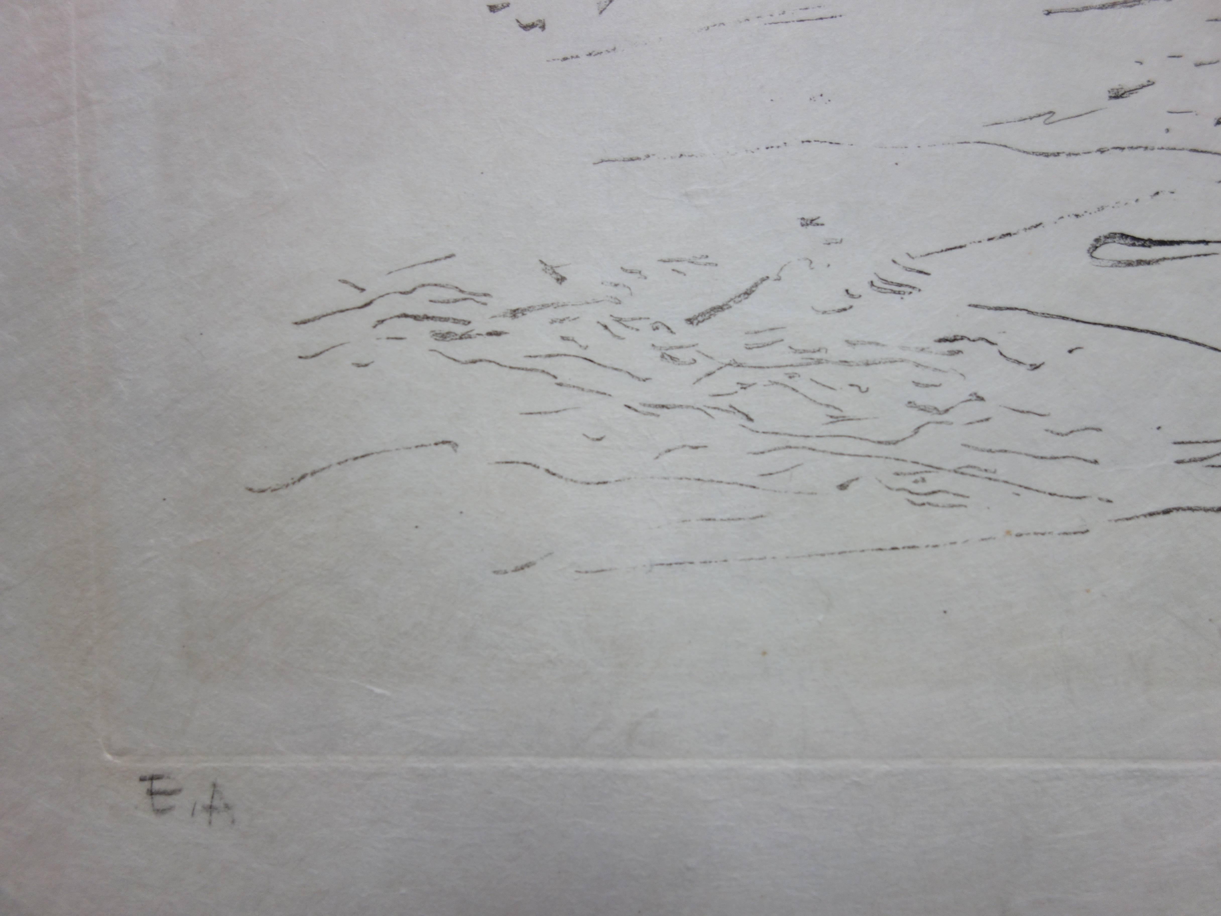 Roma y Cadaqués - Grabado original - 1973 - Figurative Print Gris de Salvador Dalí