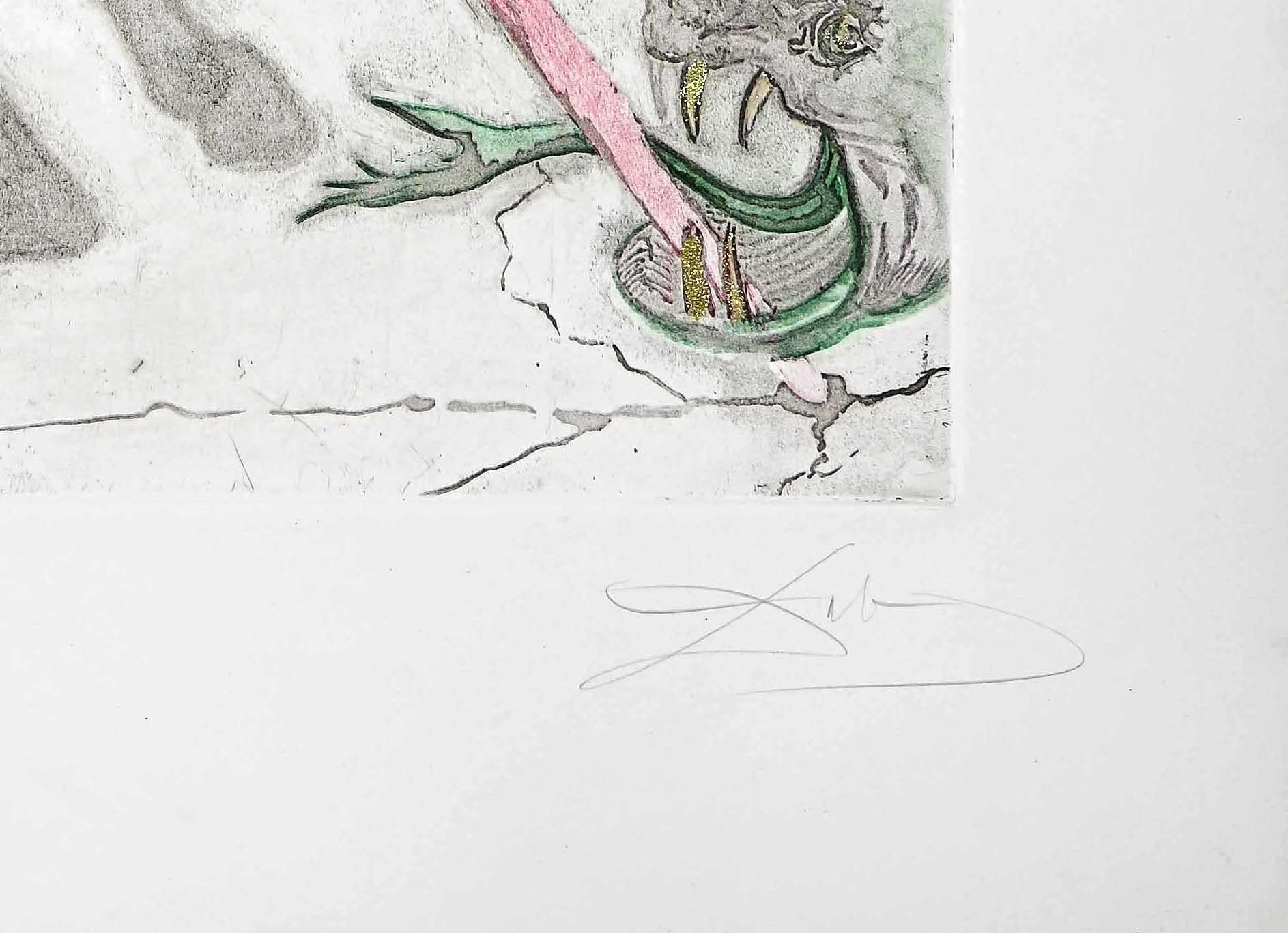 Saint George and the Dragon - Original Etching and Aquatint by S. Dalì - 1978 - Print by Salvador Dalí