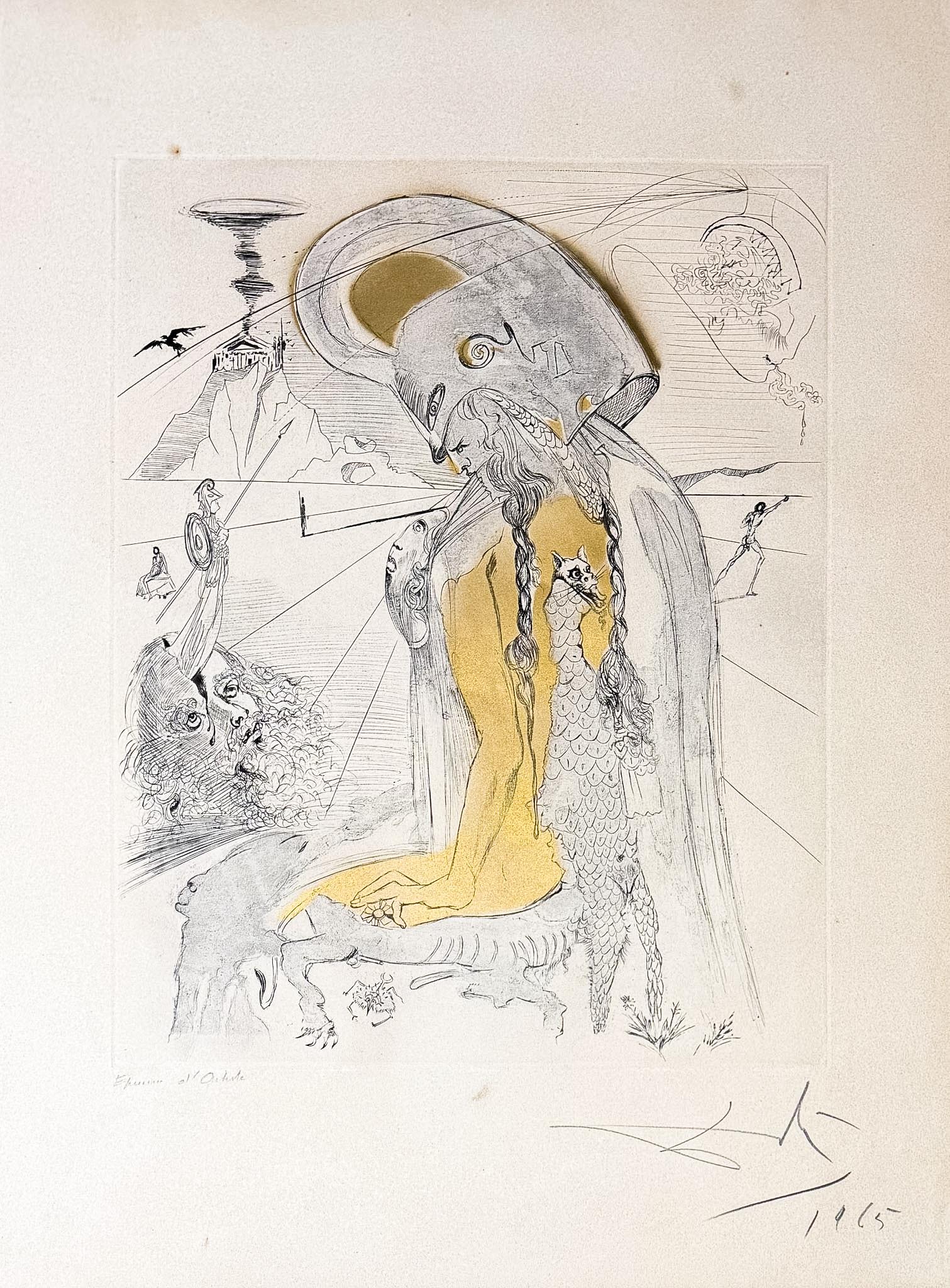 Salvador Dalí (1904–1989) - Athene - Drypoint etching on Arches paper - 1965