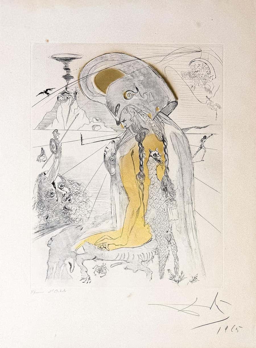 Salvador Dalí (1904–1989) - Athene - Drypoint etching on Arches paper - 1965