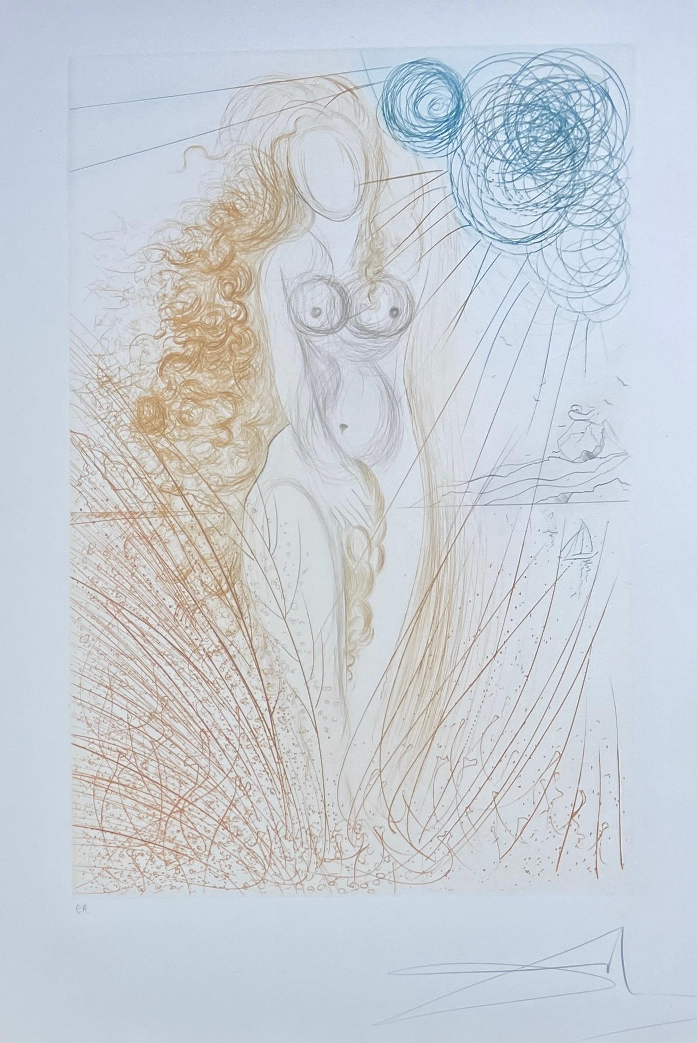 Salvador Dalí (1904-1989) - Kaltnadelradierung mit Schablone auf Rives-Papier - 1971 im Angebot 6