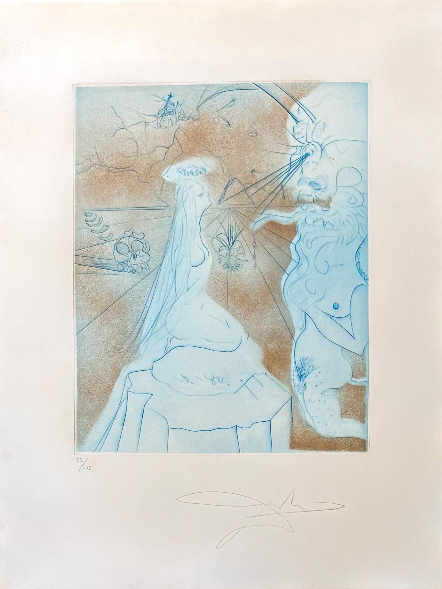 Salvador Dalì (1904-1989) - Femme a coussin - Punta seca, aguafuertes - 1969 - Print Abstracto de Salvador Dalí