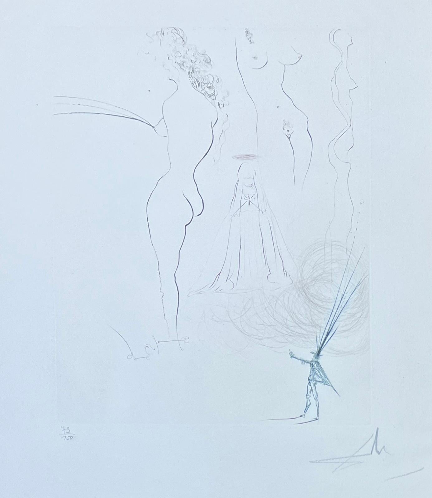 Salvador Dalì (1904 – 1989) –Femmes surrèalistes–Drypoint etching on Rives paper For Sale 1