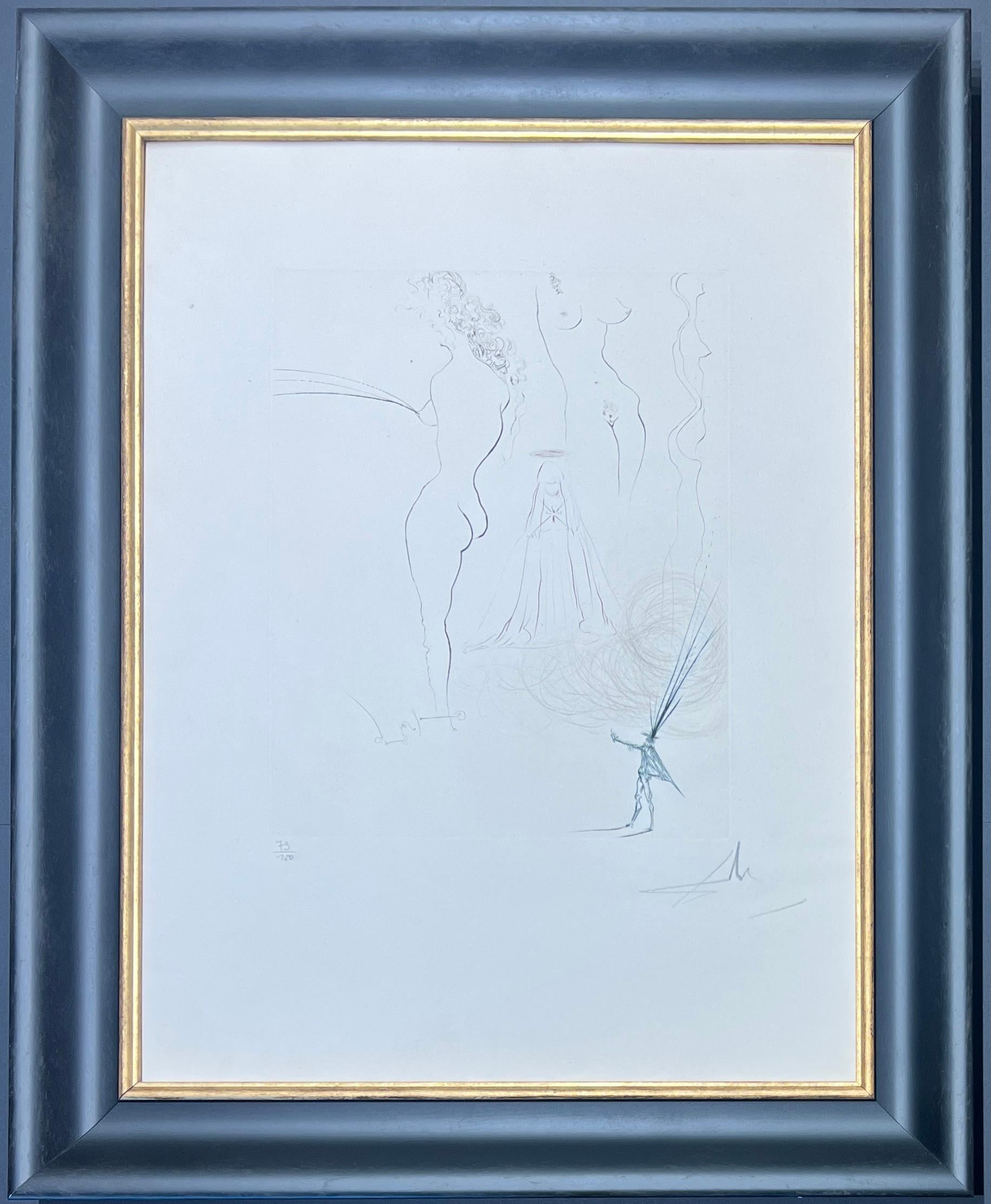 Salvador Dalì (1904 – 1989) –Femmes surrèalistes–Drypoint etching on Rives paper