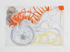 Salvador Dalí (1904-1989)- Aguafuerte en punta seca coloreado a mano sobre papel japonés - 1975