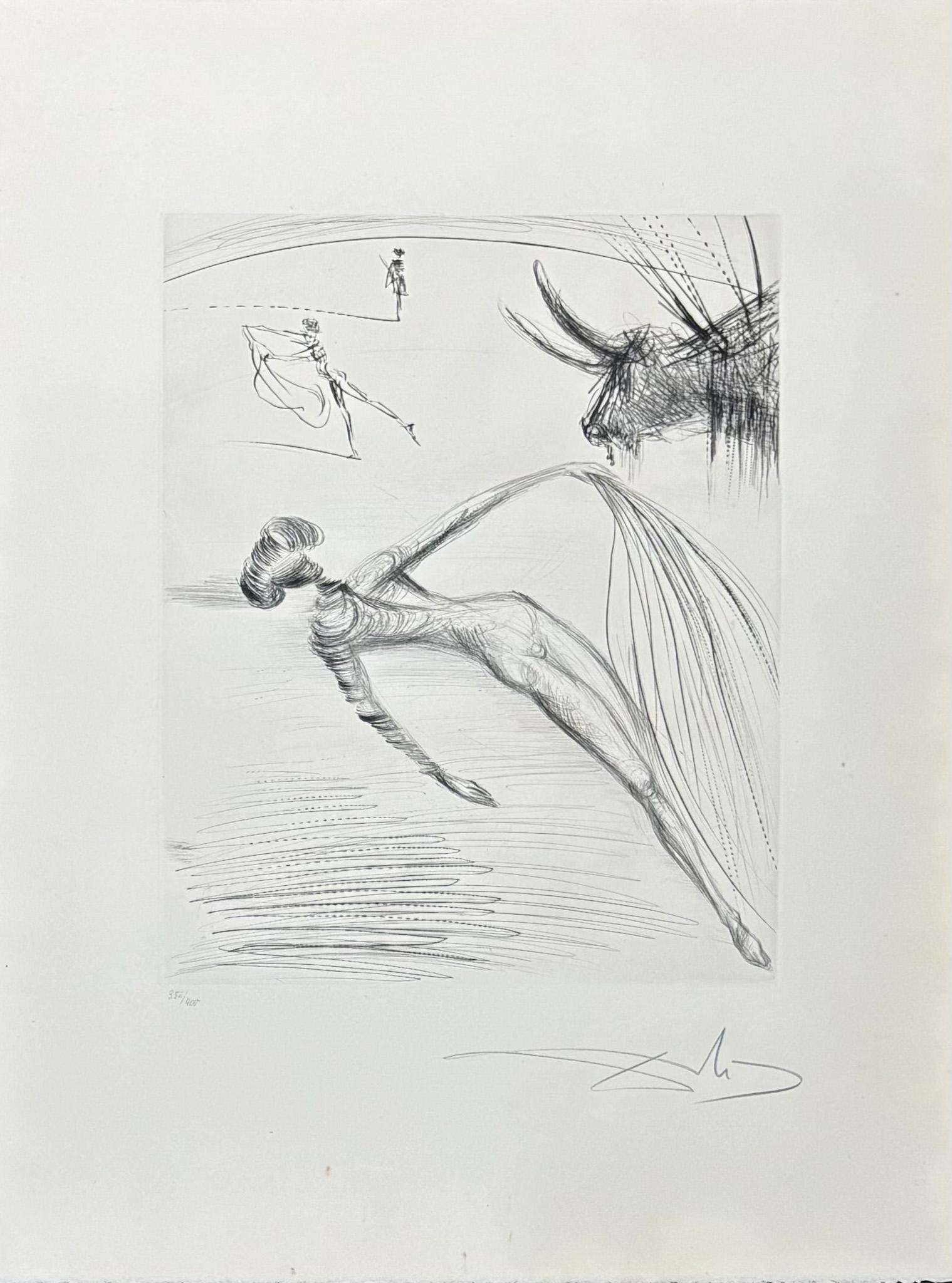 Salvador Dalí  (1904-1989) - La cogida y la muerte - Punta seca, aguafuerte - 1973 en venta 1