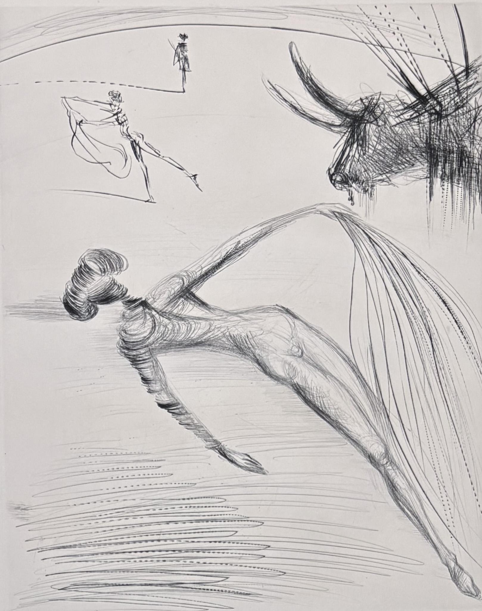Salvador Dalí  (1904-1989) - La cogida y la muerte - Punta seca, aguafuerte - 1973 en venta 2