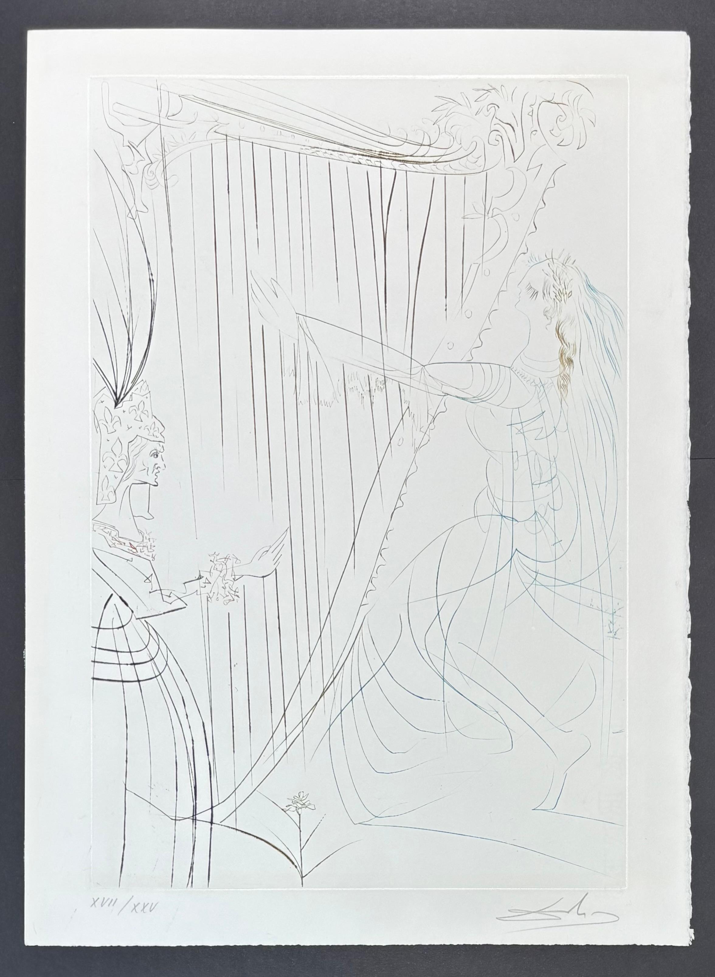 Salvador Dalí (1904–1989) - La reine et Iseult (Tristram and Iseult) - drypoint For Sale 1