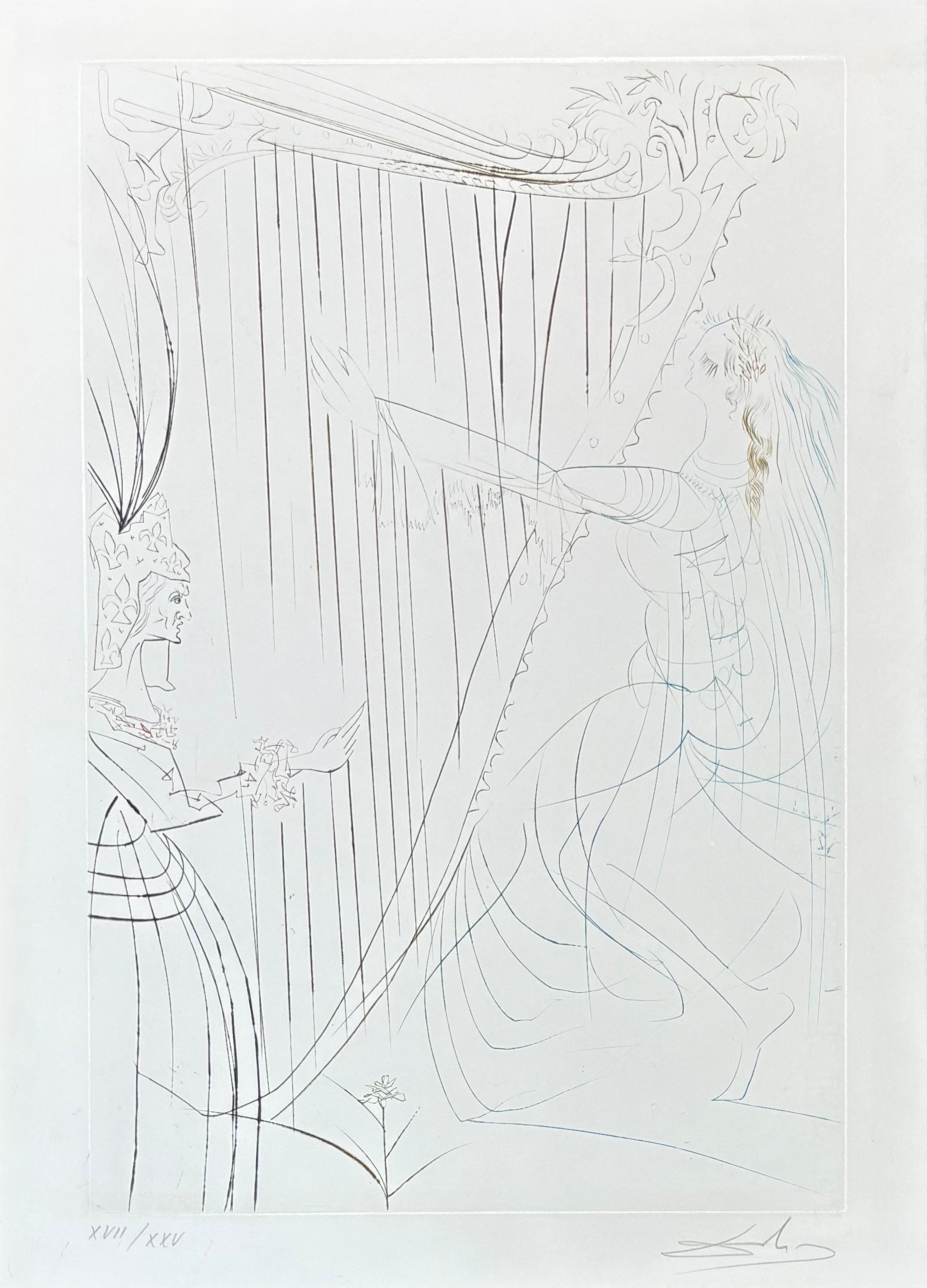 Salvador Dalí (1904–1989) - La reine et Iseult (Tristram and Iseult) - drypoint