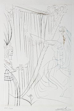 Salvador Dalí (1904–1989)- La Reine Iseult et sa fille - drypoint etching - 1970