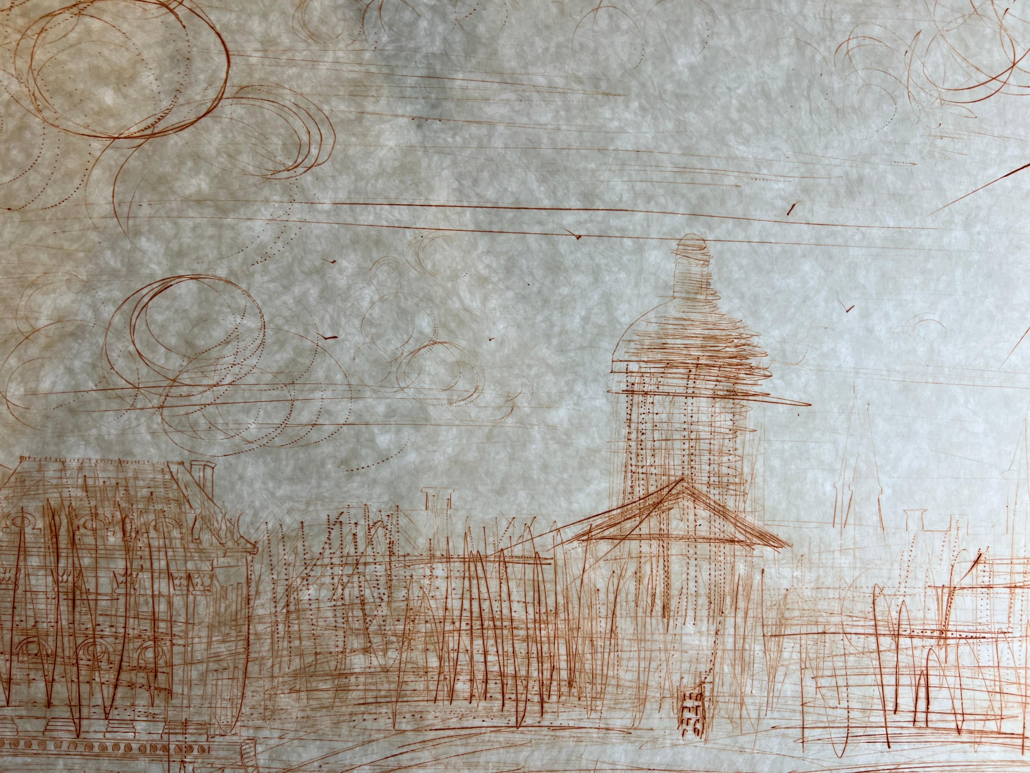Salvador Dalí ( 1904 - 1989 ) - L'Académie de Paris - Gravure en sépia - 1971 9