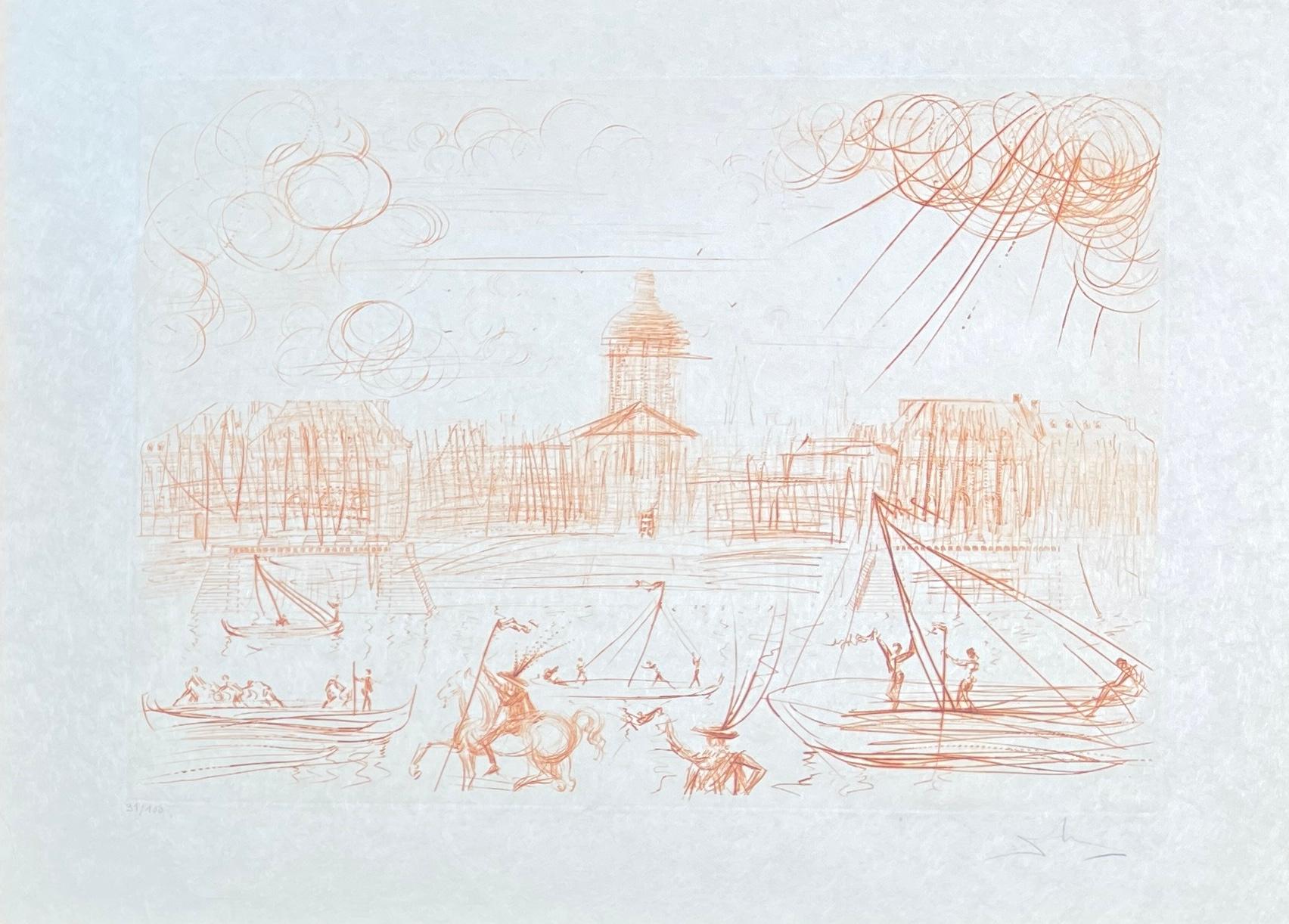 Salvador Dalì (1904–1989) – L’Academie de Paris – Etching in sepia - Contemporary Print by Salvador Dalí