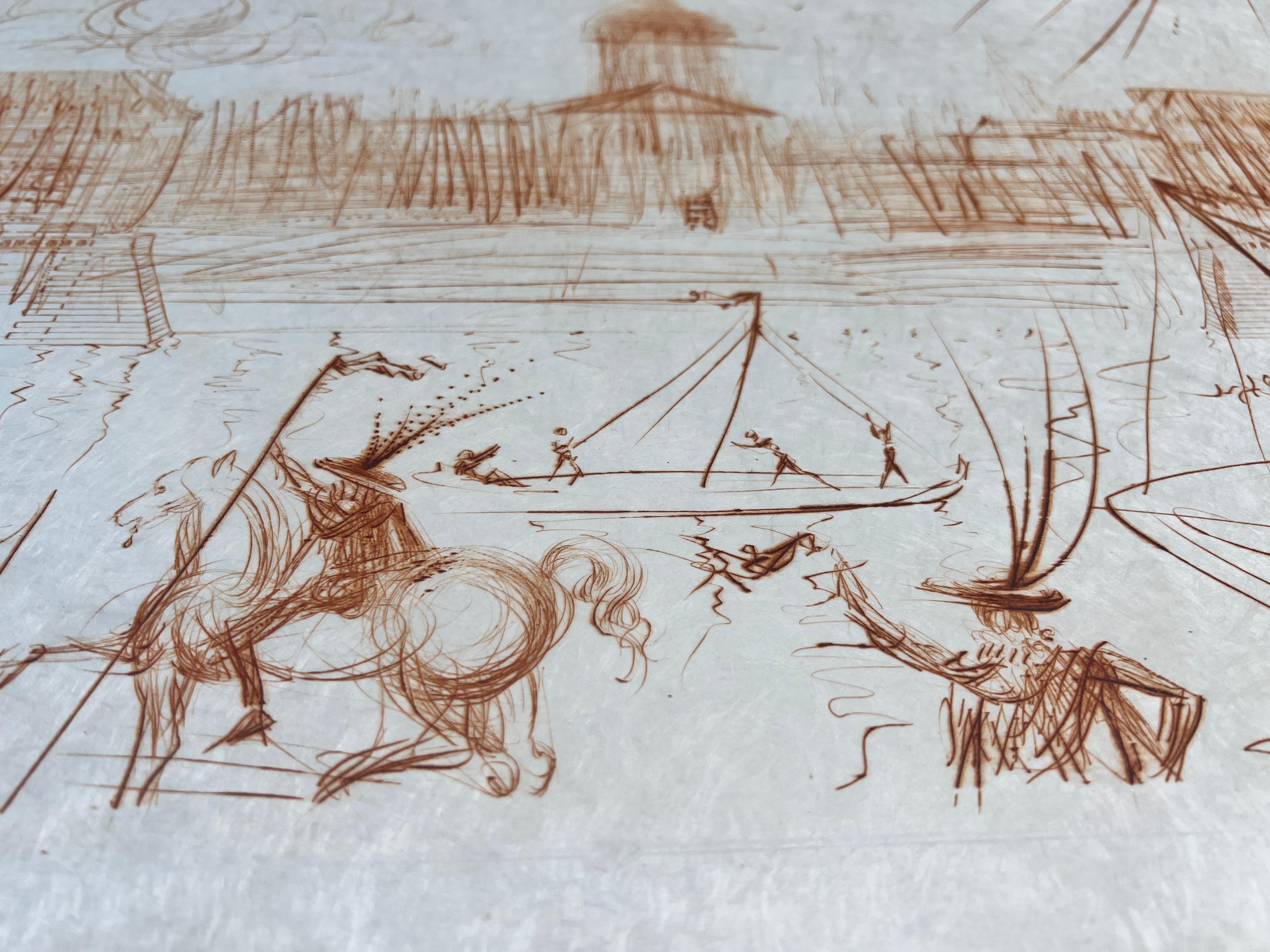 Salvador Dalì (1904–1989) – L’Academie de Paris – Etching in sepia For Sale 2