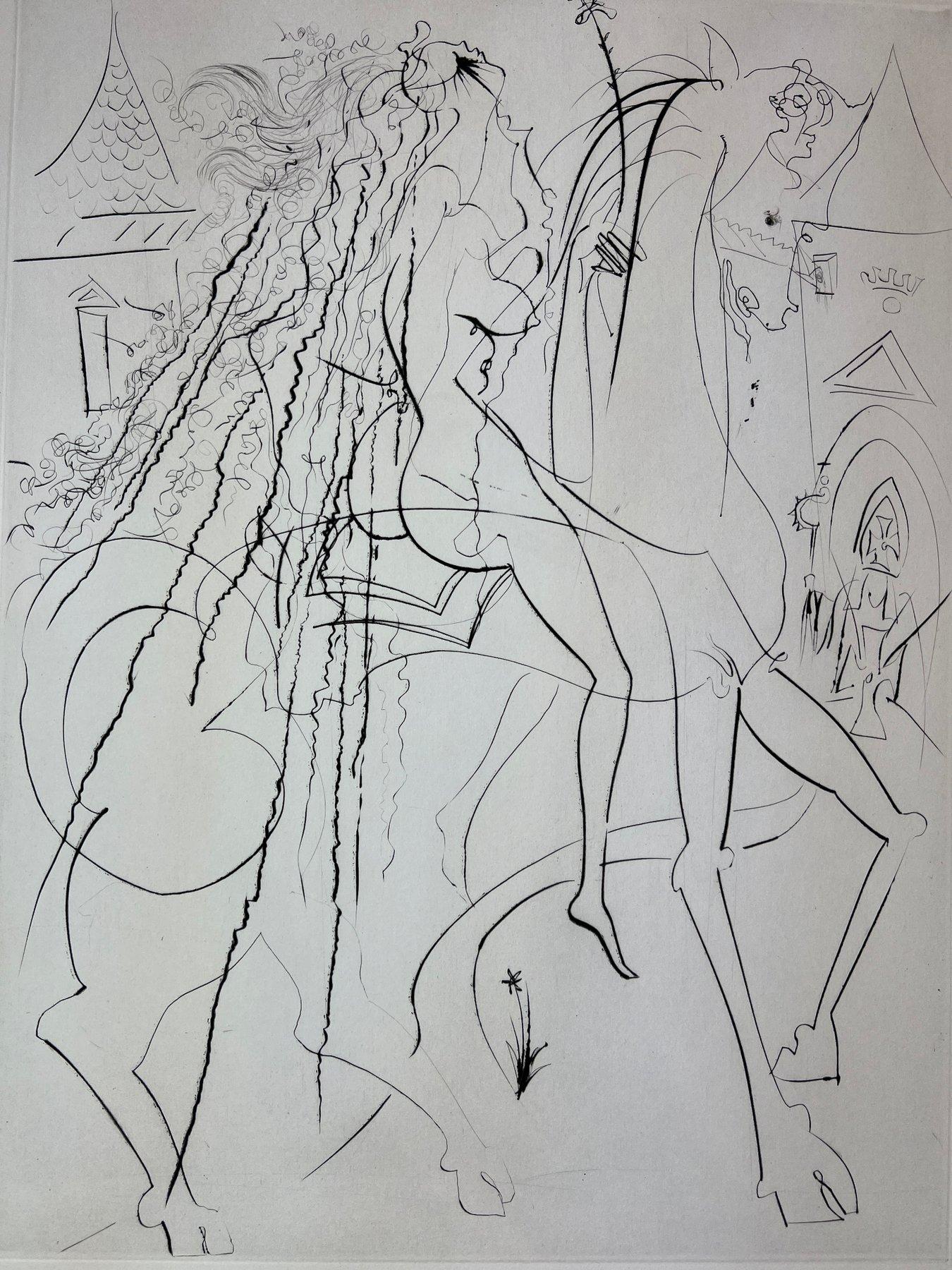 Salvador Dalì (1904-1989)- Lady Godiva - handsignierte Kaltnadelradierung - 1969 (Abstrakt), Print, von Salvador Dalí