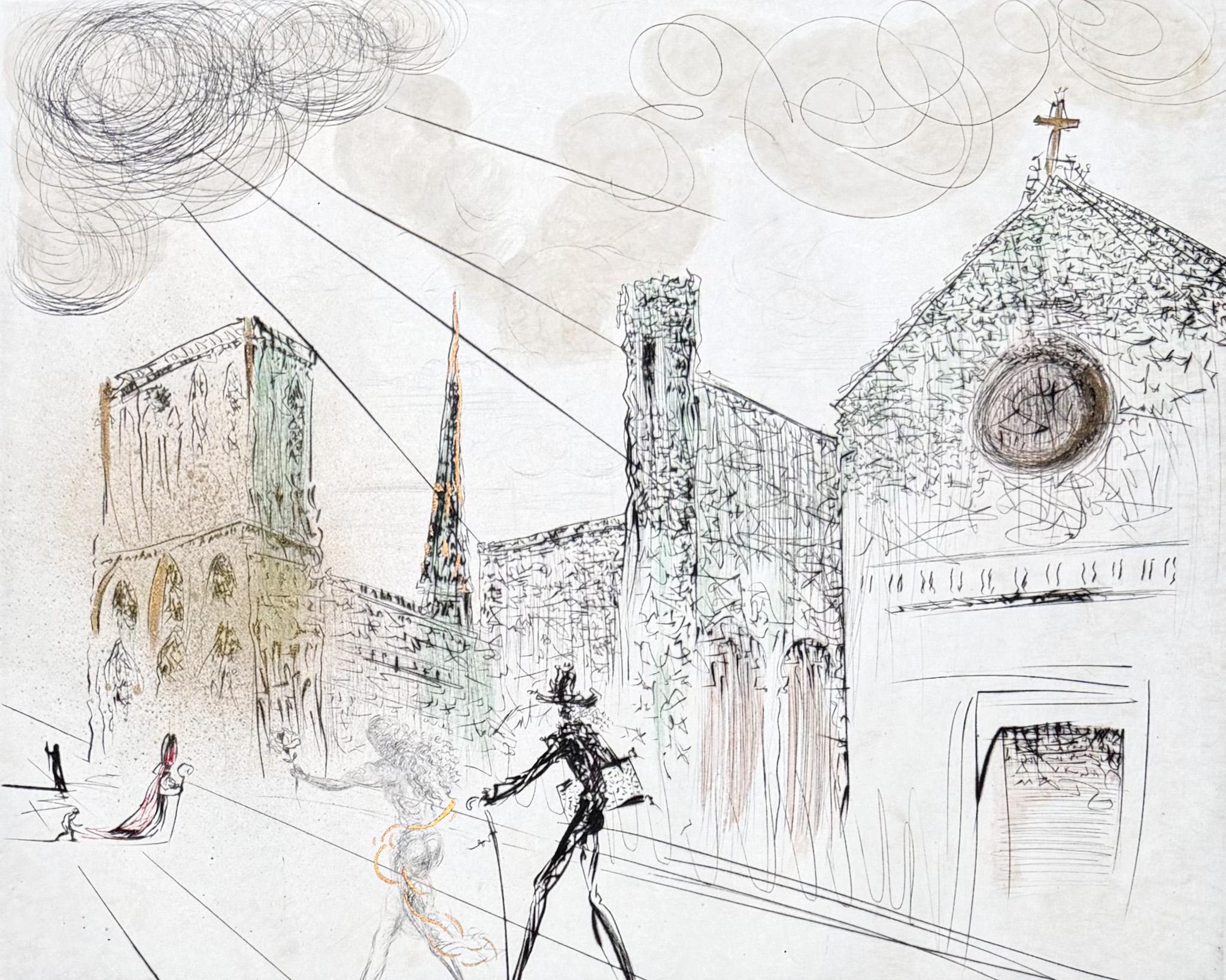 Drypoint, etching with aquatint, hand-coloured on Japanese paper, edited in 1969.
Limited edition, numbered LVII/C
Signed in pencil by artist in lower right corner.
Very good conditions.
Paper size: 50 x 65 cm

Publications:
This print is fully