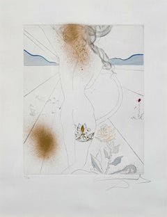 Salvador Dalí (1904–1989) - Nude with garter - hand-coloured drypoint etching