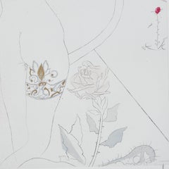 Salvador Dalí (1904–1989) - Nude with garter - hand-coloured drypoint etching