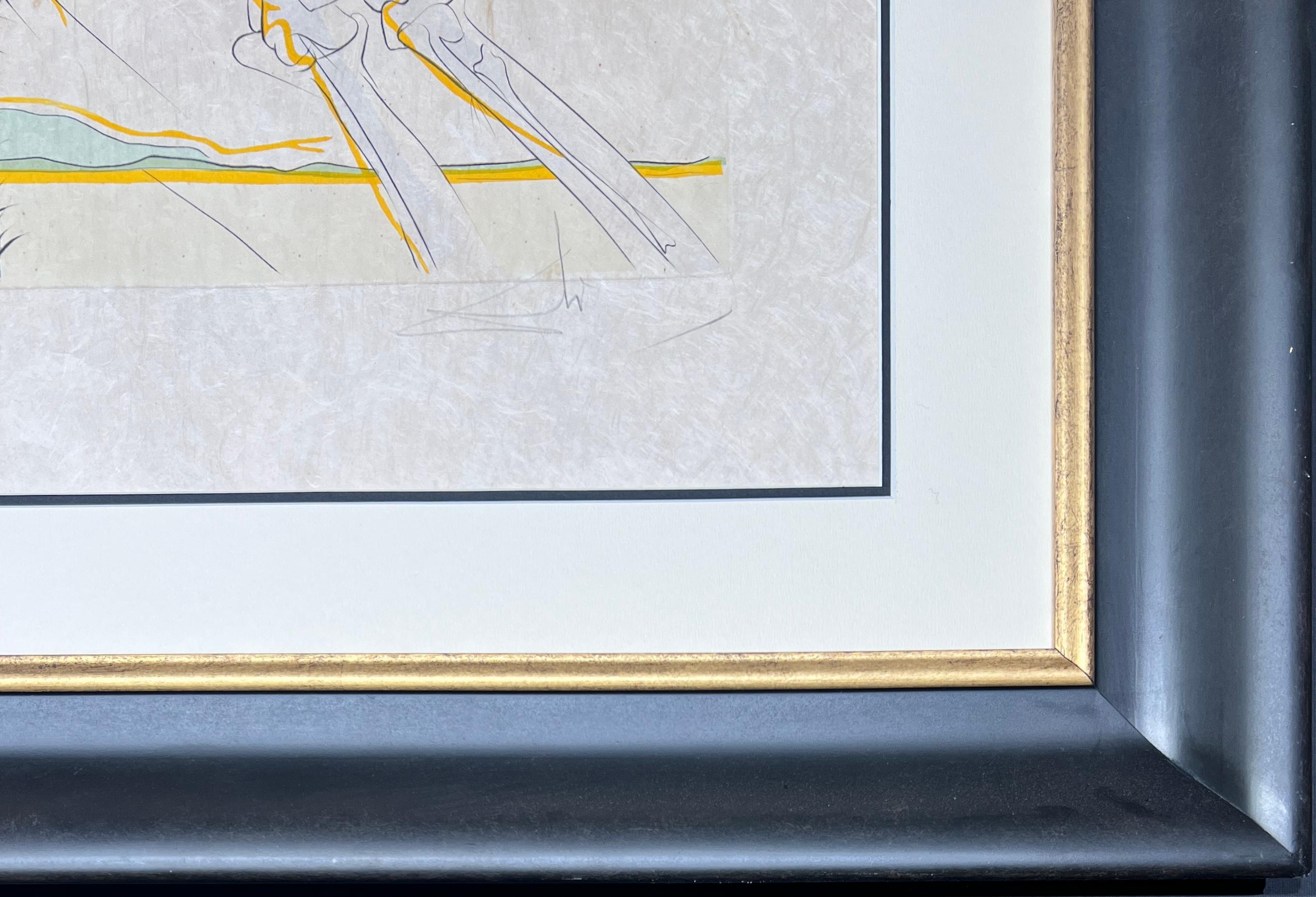 Salvador Dalì (1904-1989) - El Caballo y el Lobo - Aguafuerte con esténcil en venta 3