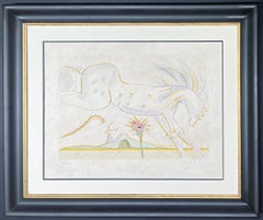 Salvador Dalì (1904-1989) - El Caballo y el Lobo - Aguafuerte con esténcil