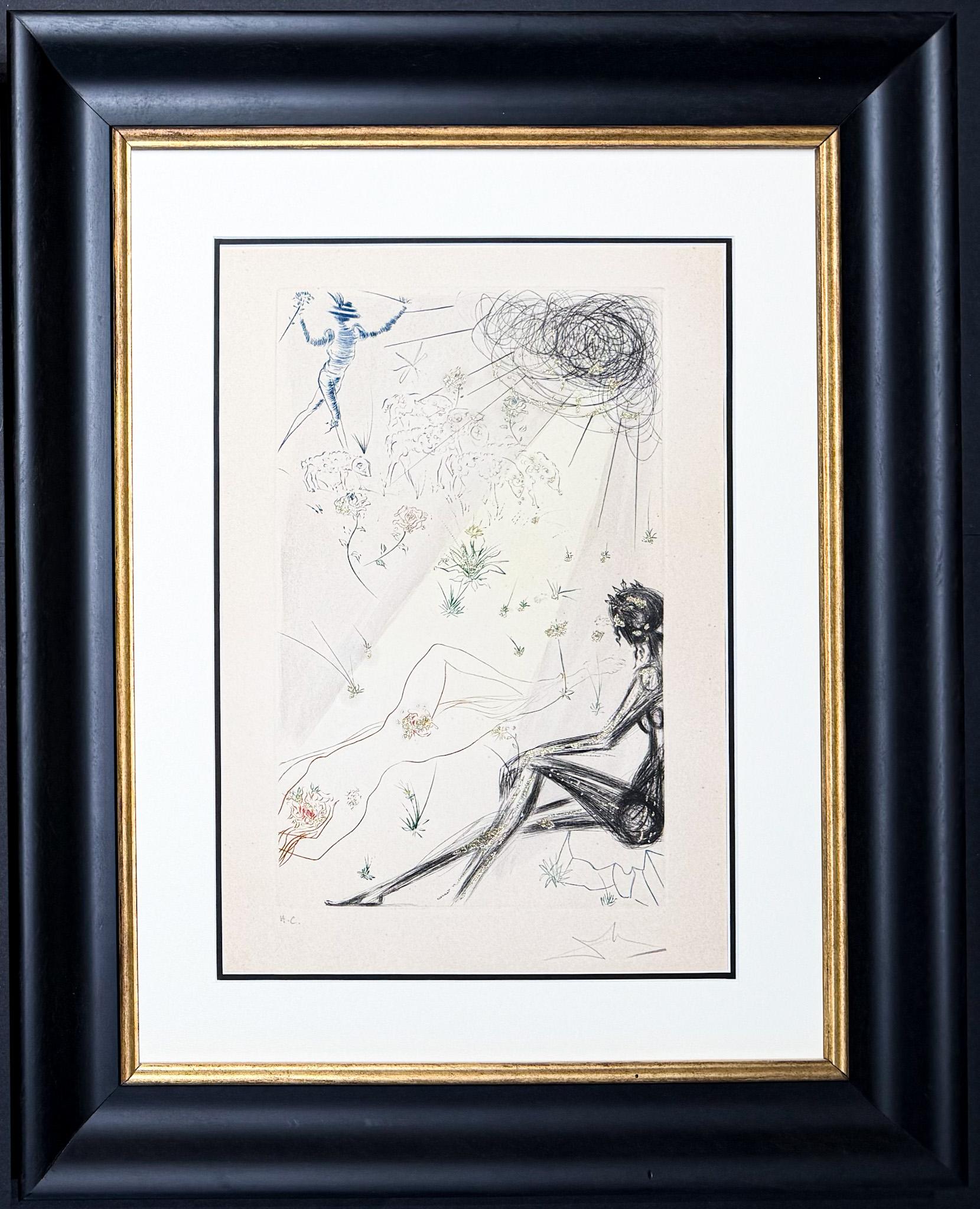 Salvador Dalí (1904–1989)- The Shepherd- Etching with stencil and gilding -1971