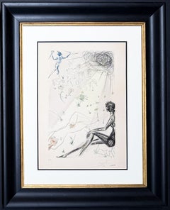 Salvador Dalí (1904-1989)- Il pastore- Acquaforte con stencil e doratura -1971