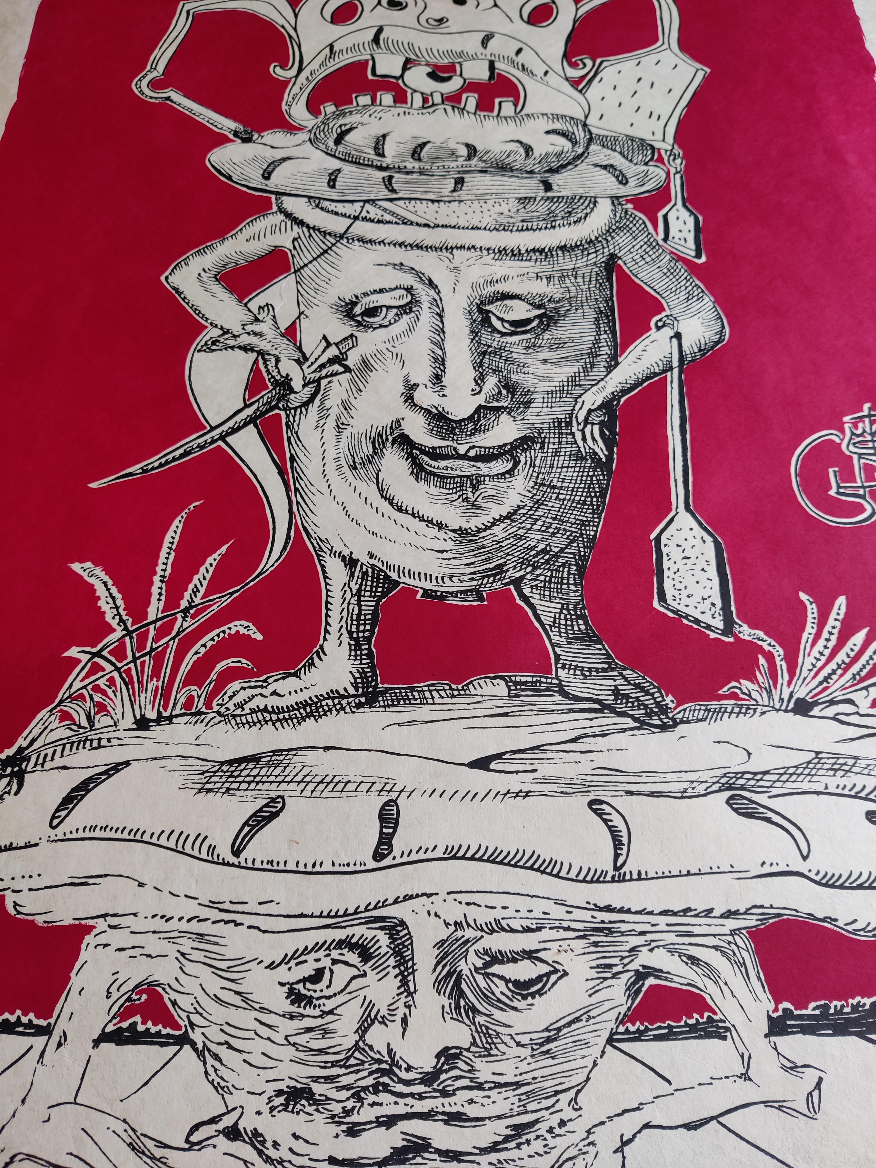 Salvador Dali 
Une plaque, tirée de Les Songes drolatiques de Pantagruel, 1973
Lithographie sur papier japonais
Signé à la main en bas à droite
Numéroté  22/250
Taille de la feuille 76 x 56cm
Imprimé par Grapholith
Publié par Carpentier, Genève,