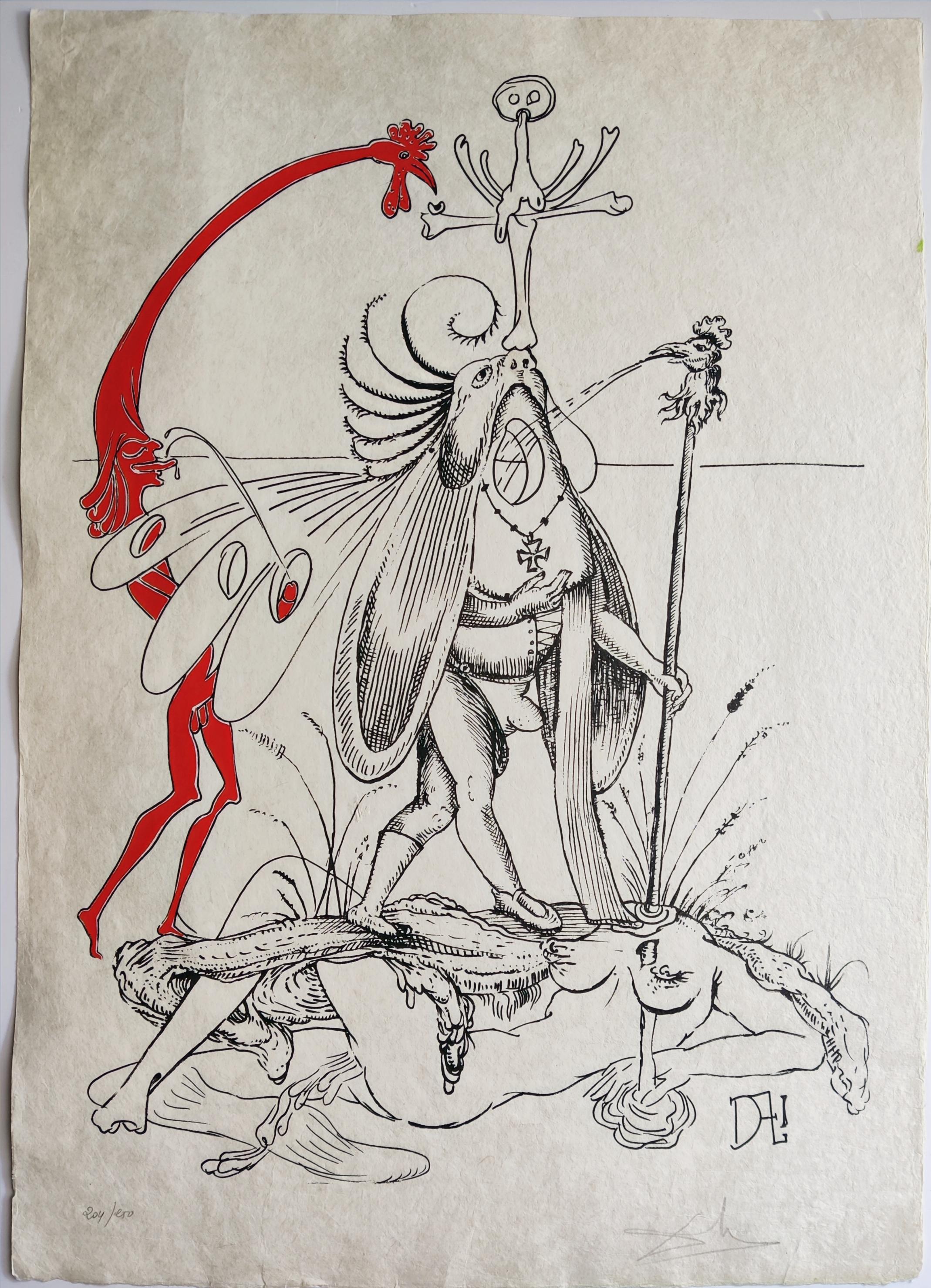 Salvador Dali - Une assiette, des Songes drolatiques de Pantagruel - Print de Salvador Dalí