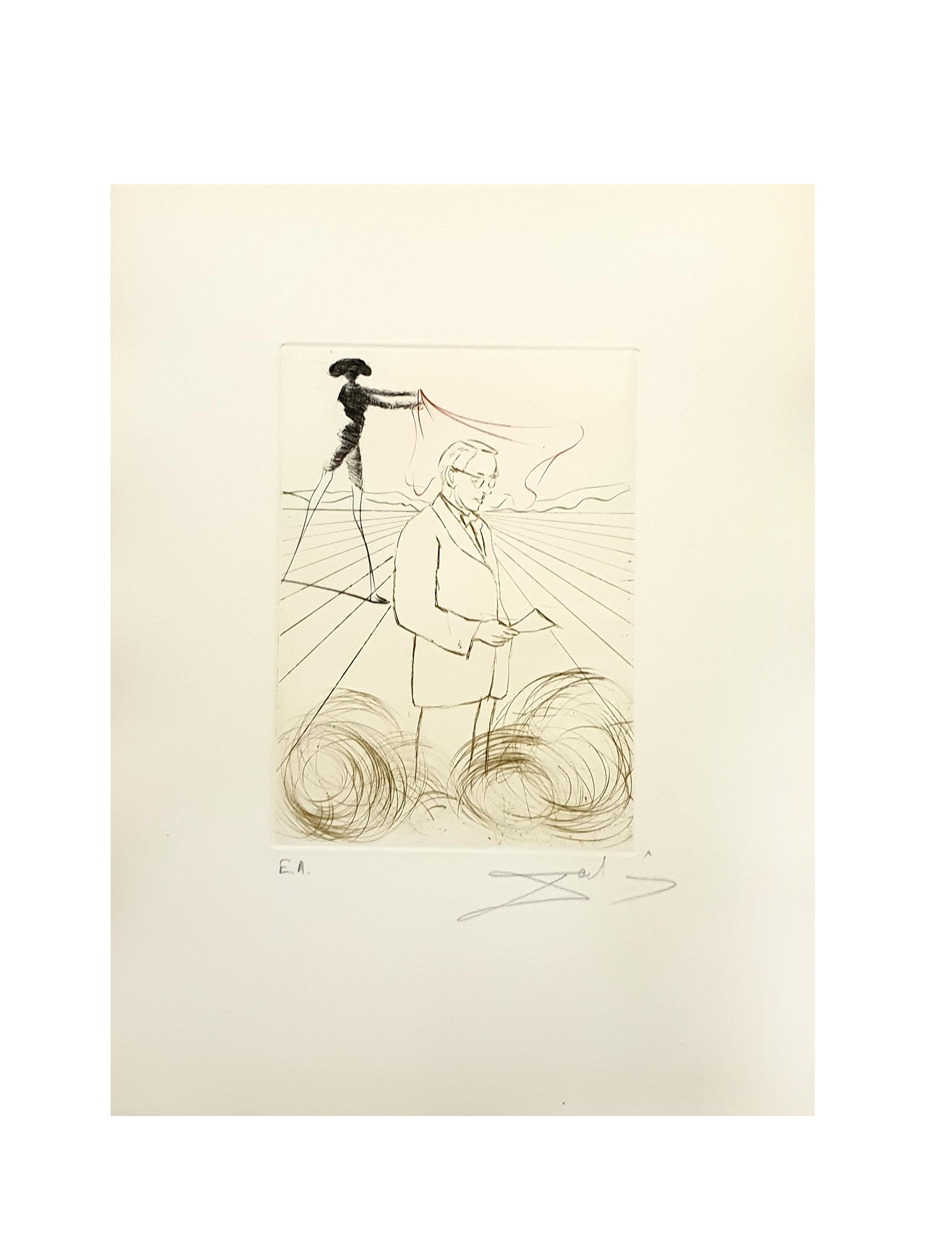 Salvador Dali - Alexander Fleming - Original Handsigned Engraving - Print by Salvador Dalí
