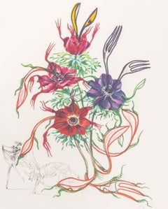 Salvador Dalí "Anémona (Tenedores)" Aguafuerte, 1972