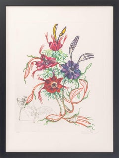 Salvador Dalí "Anémona (Tenedores)" Aguafuerte, 1972